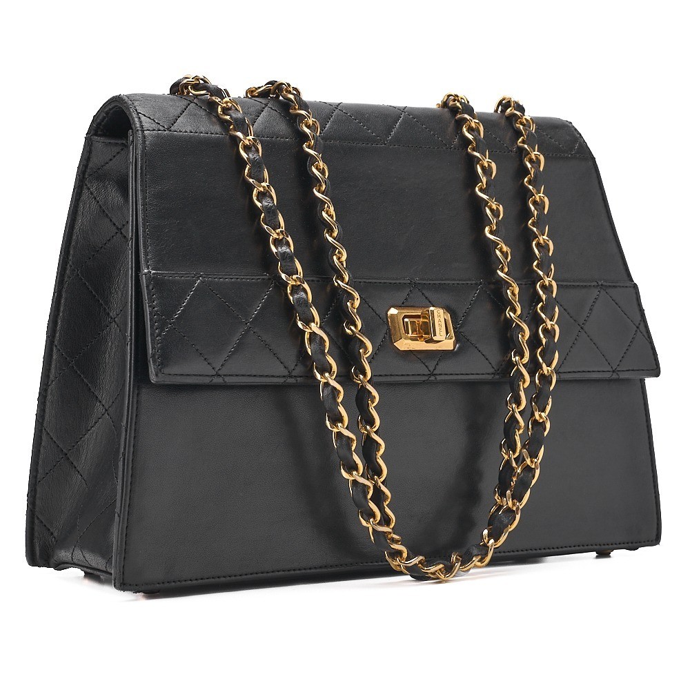 Lambskin Matelassé Trapezoid 2.55 Single Flap Chain Shoulder Bag — view 3