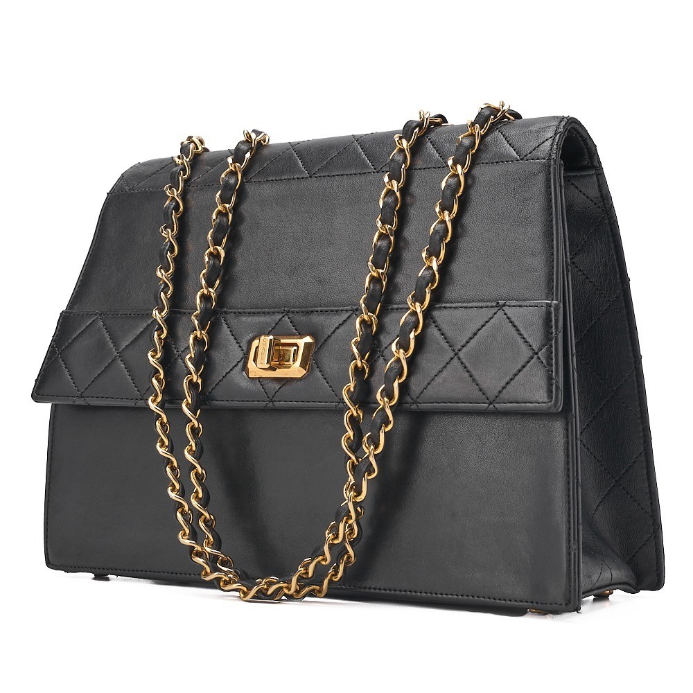 Lambskin Matelassé Trapezoid 2.55 Single Flap Chain Shoulder Bag — view 4