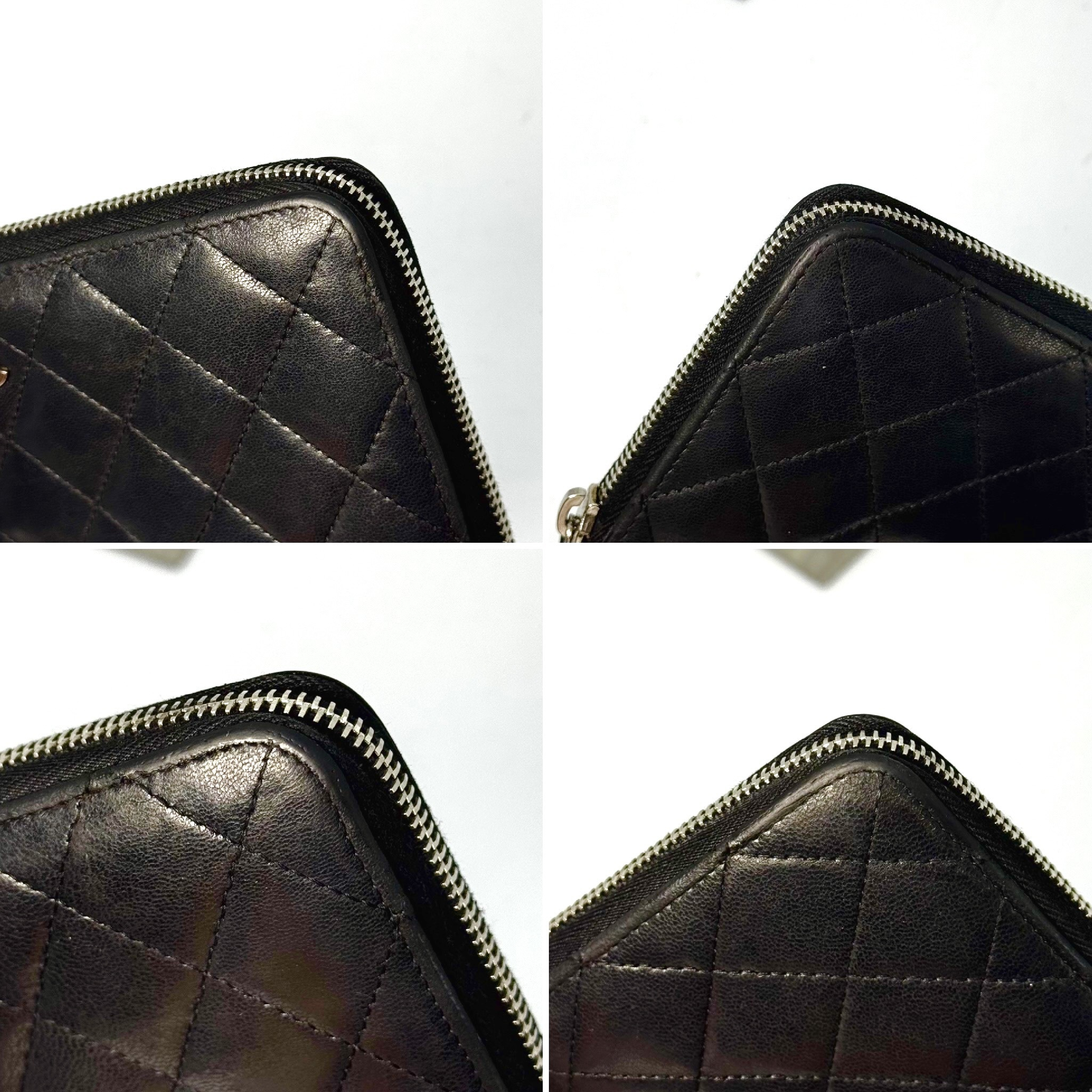 Matelassé Lambskin Round Zip Long Wallet, Black, 19665637, with Guarantee Card. — view 4