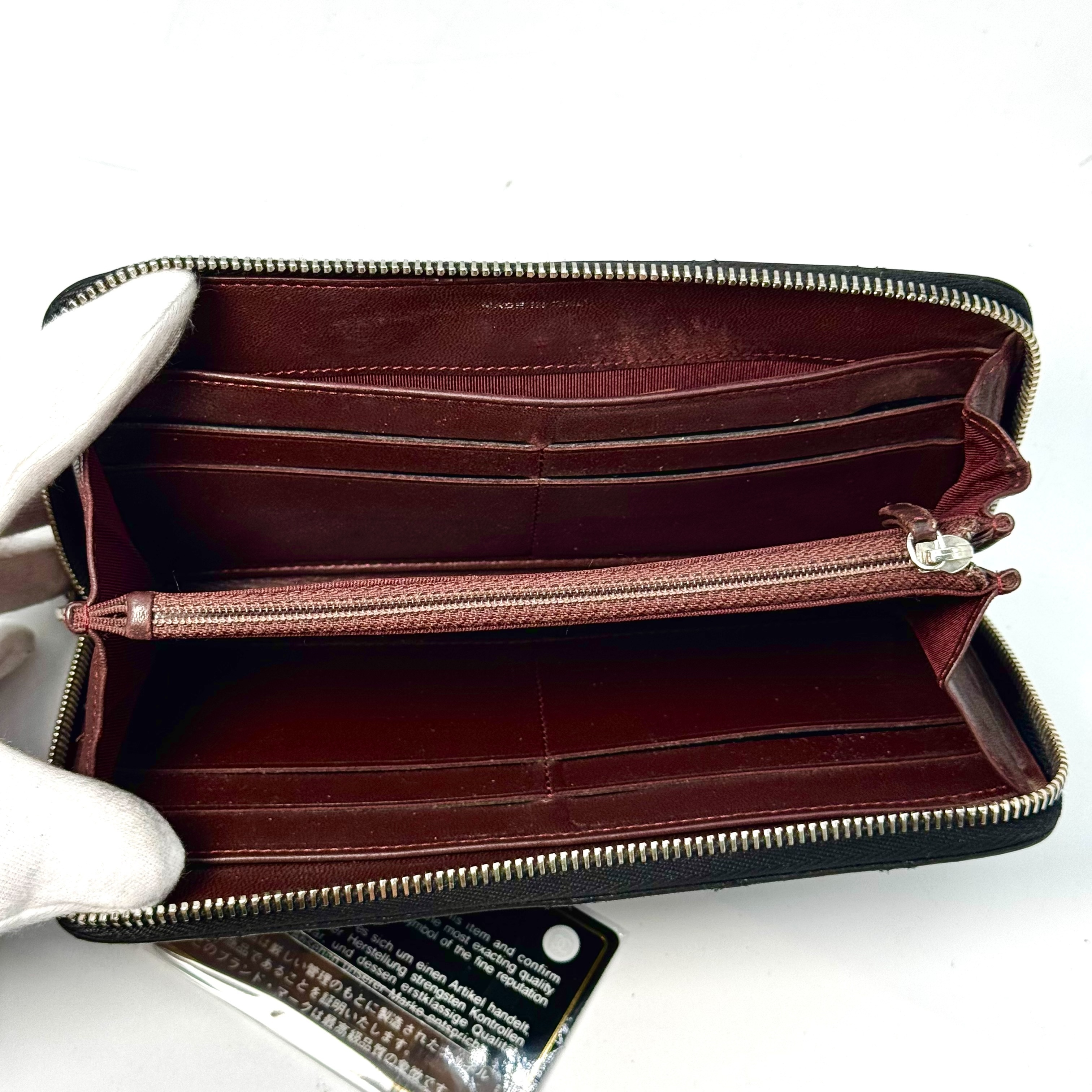Matelassé Lambskin Round Zip Long Wallet, Black, 19665637, with Guarantee Card. — view 5