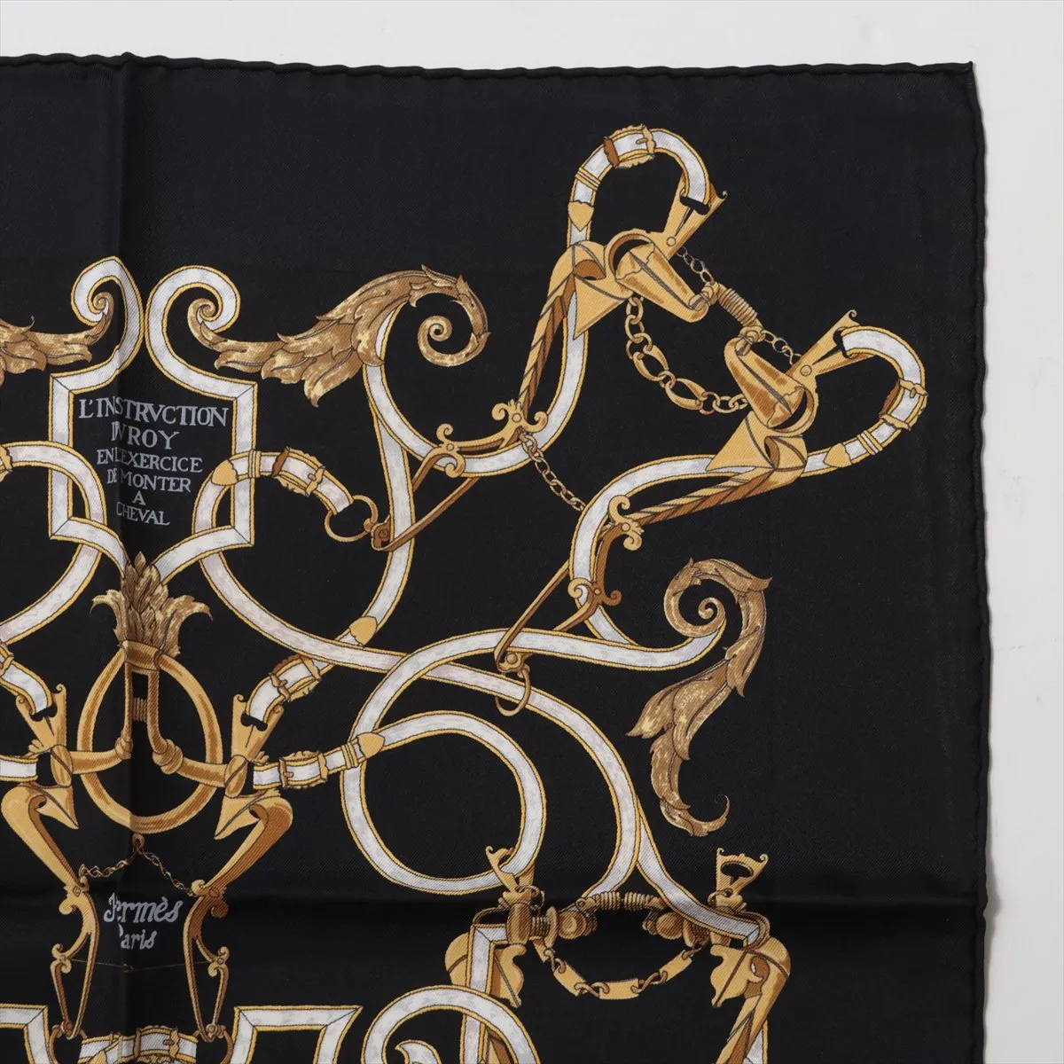 Carre 45 L'INSTRUCTION DUROY (Imperial Studies) Scarf, Silk, Black. Shows signs of wear, — view 3