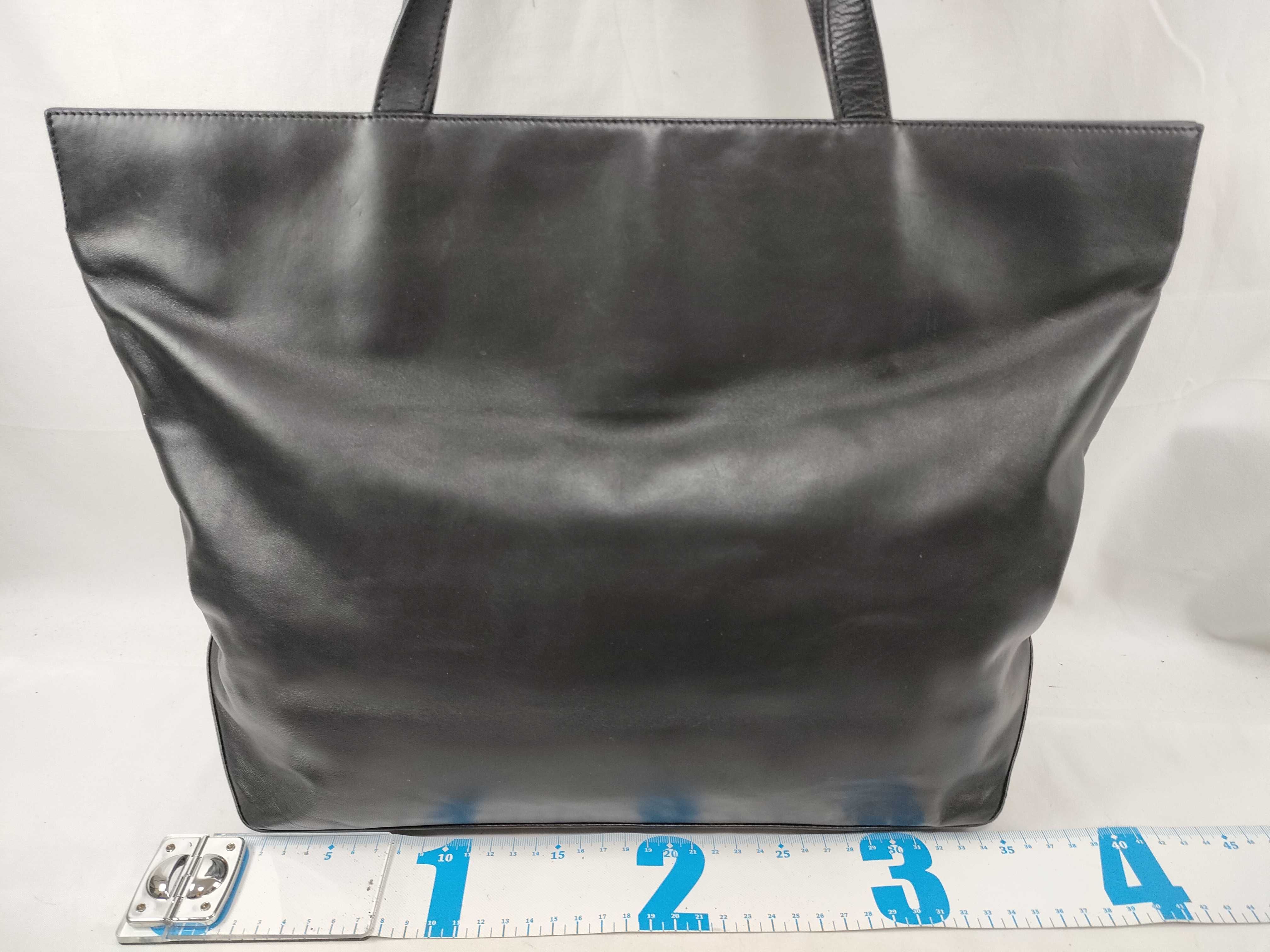 Lambskin Leather Tote Bag, Shoulder Bag, Black, Cereal Tote Bag — view 2