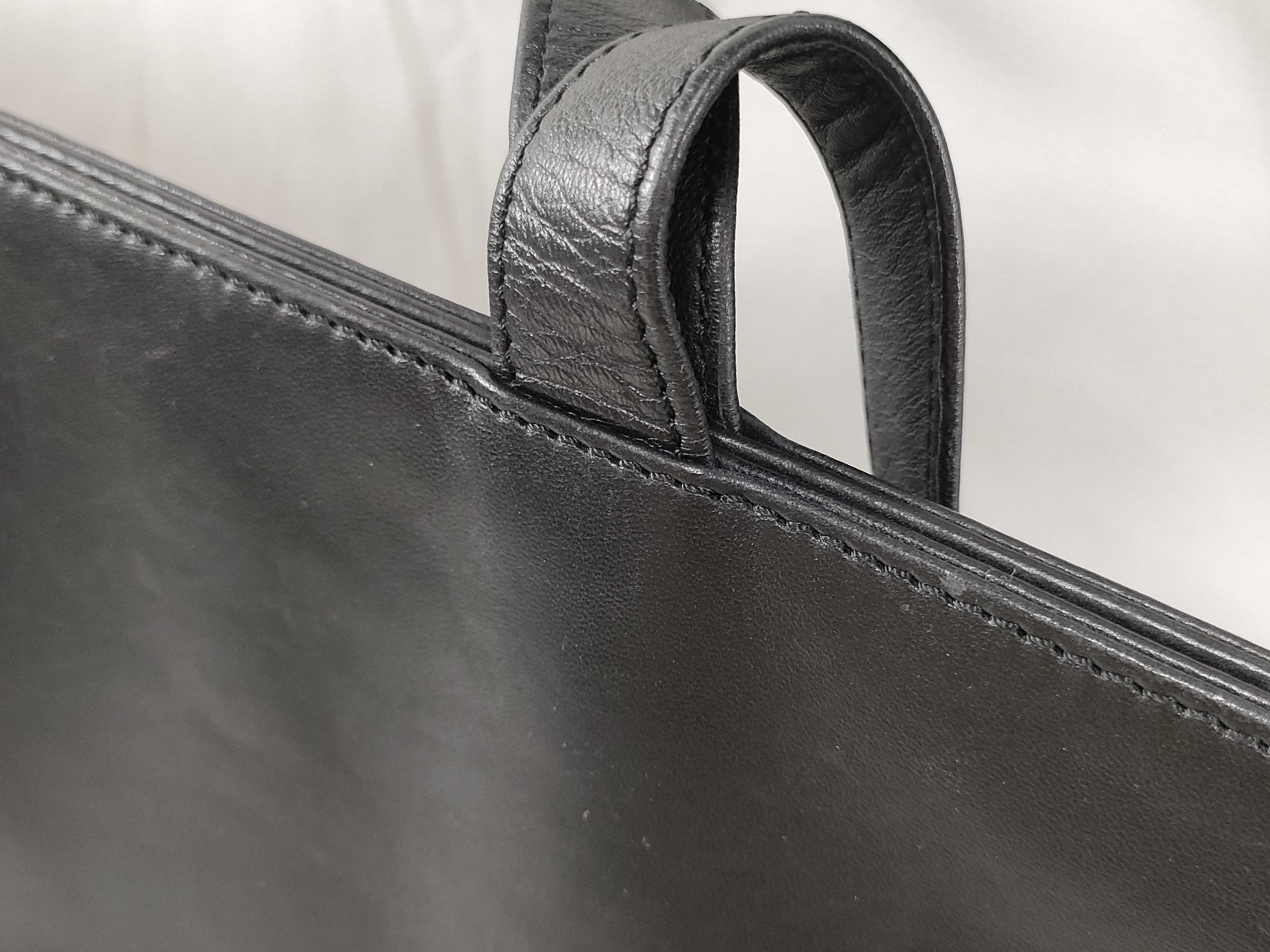 Lambskin Leather Tote Bag, Shoulder Bag, Black, Cereal Tote Bag — view 4
