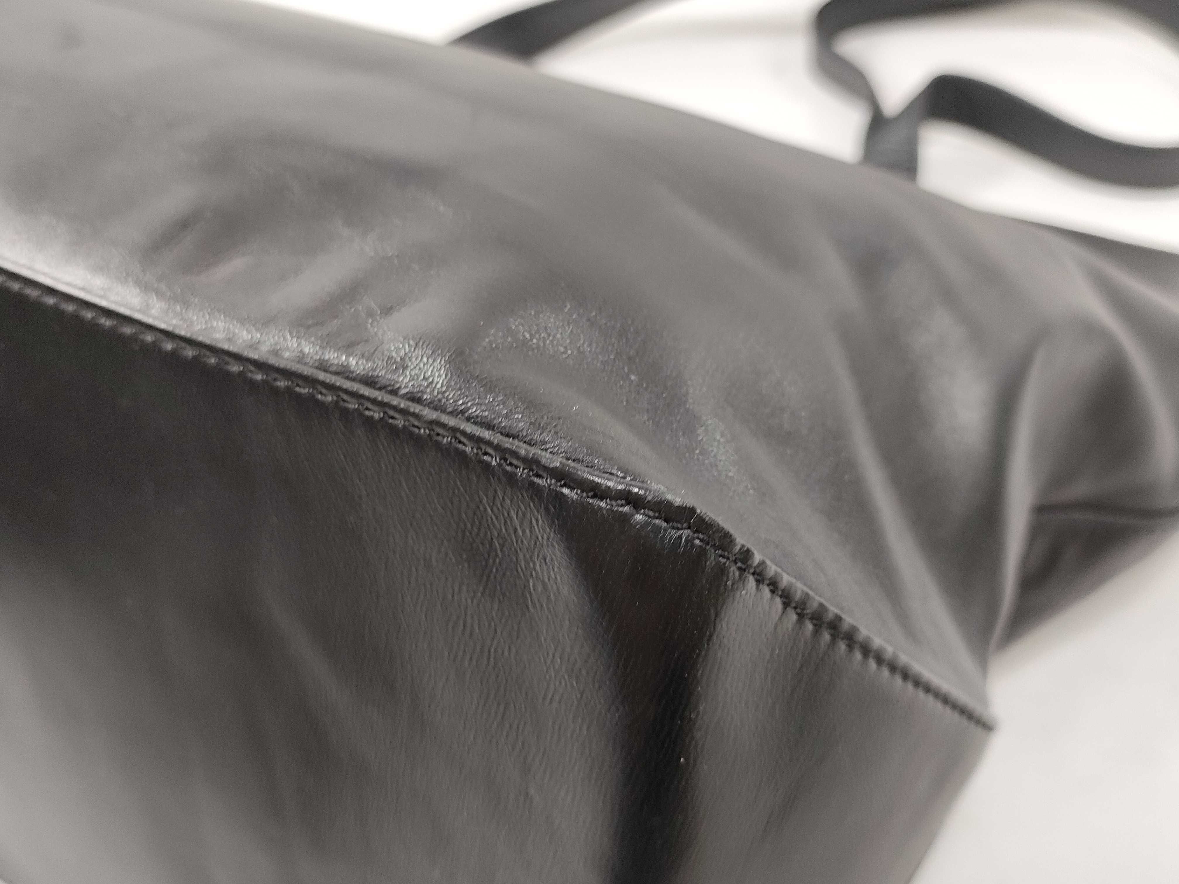 Lambskin Leather Tote Bag, Shoulder Bag, Black, Cereal Tote Bag — view 7