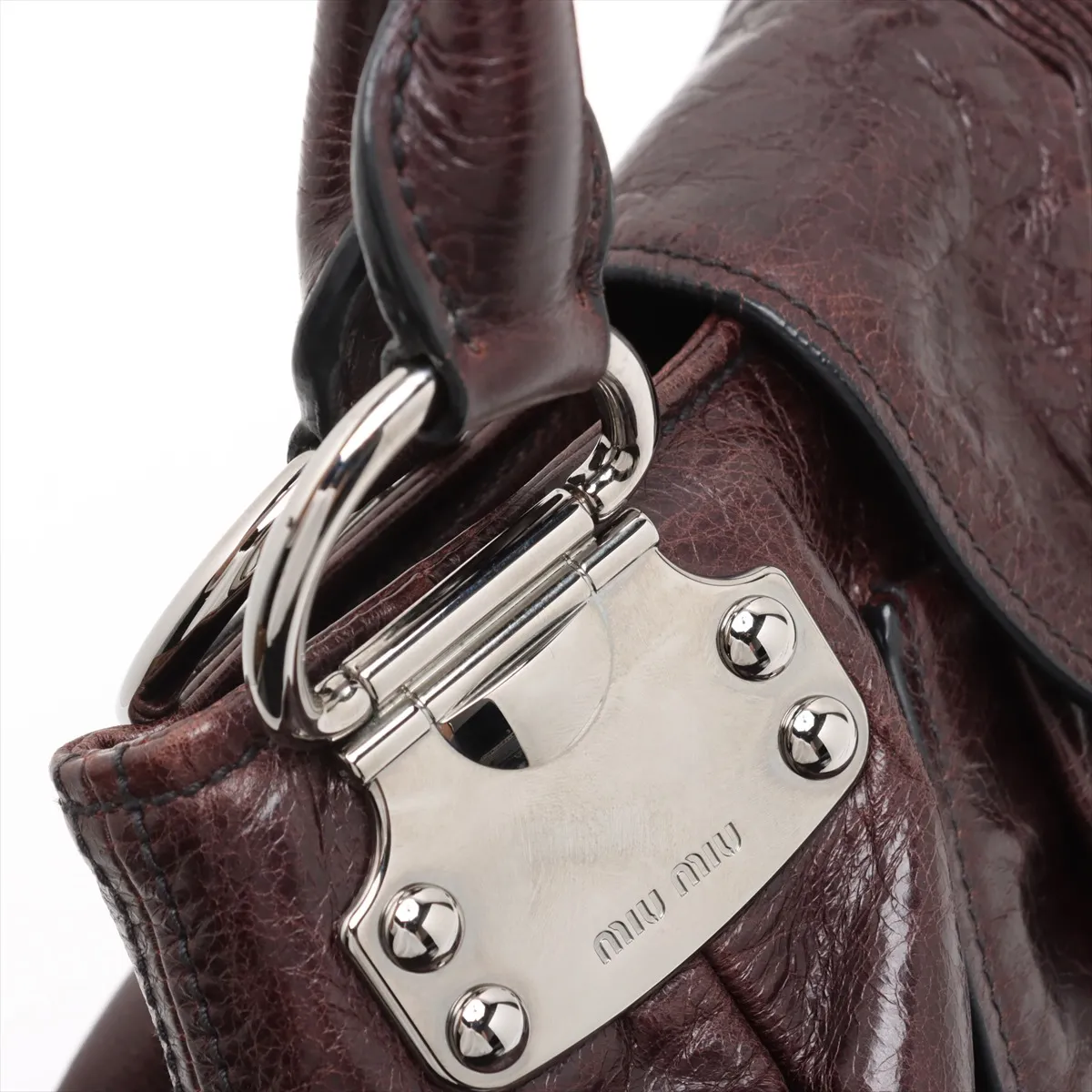 Leather Shoulder Bag Brown RR1444 — view 11