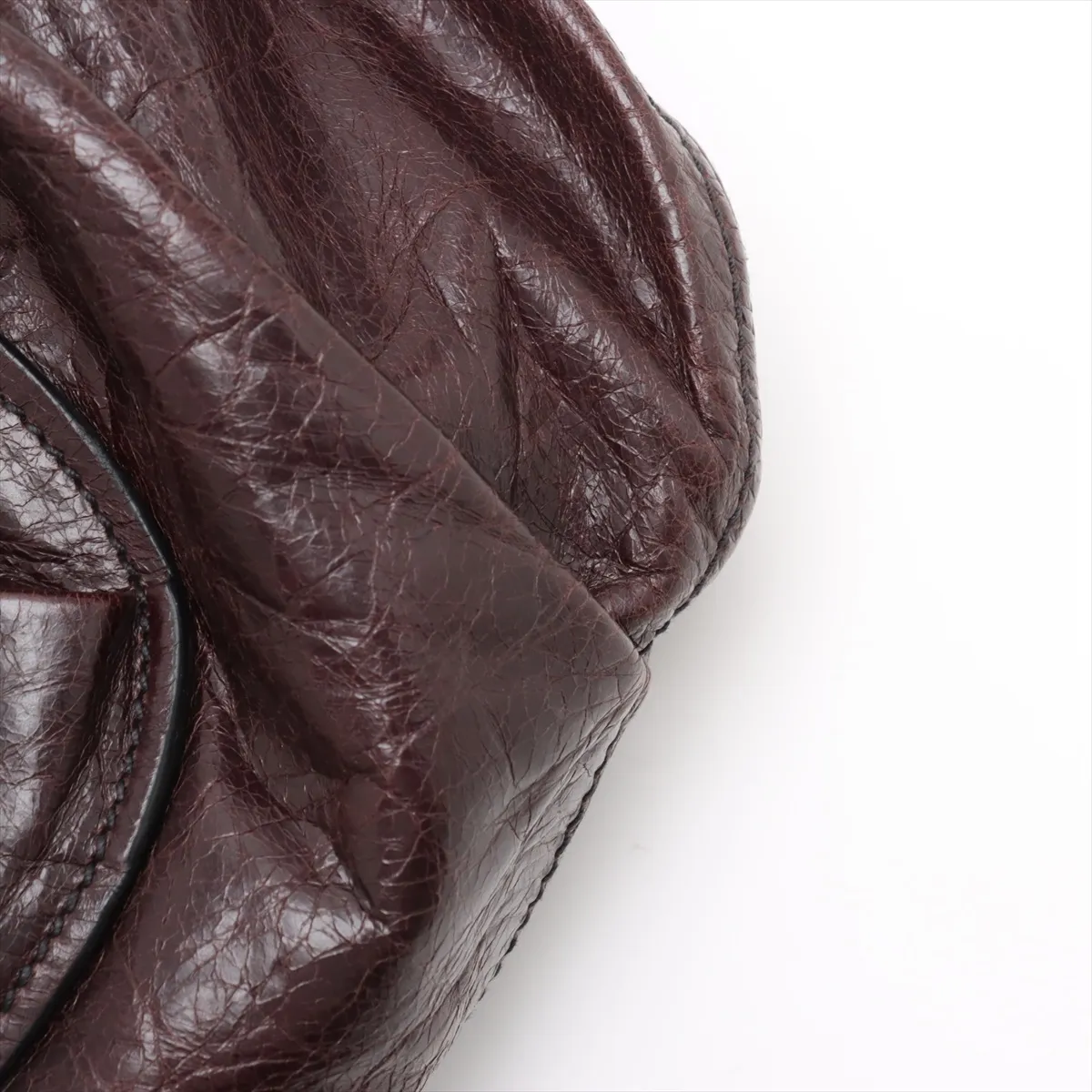 Leather Shoulder Bag Brown RR1444 — view 12