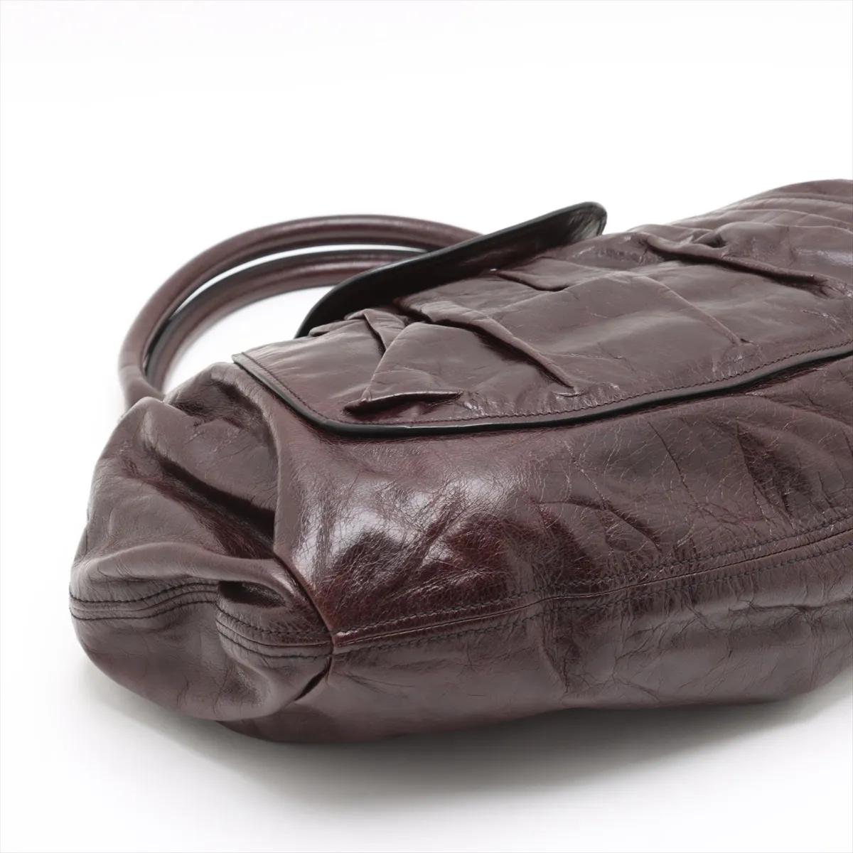 Leather Shoulder Bag Brown RR1444 — view 4