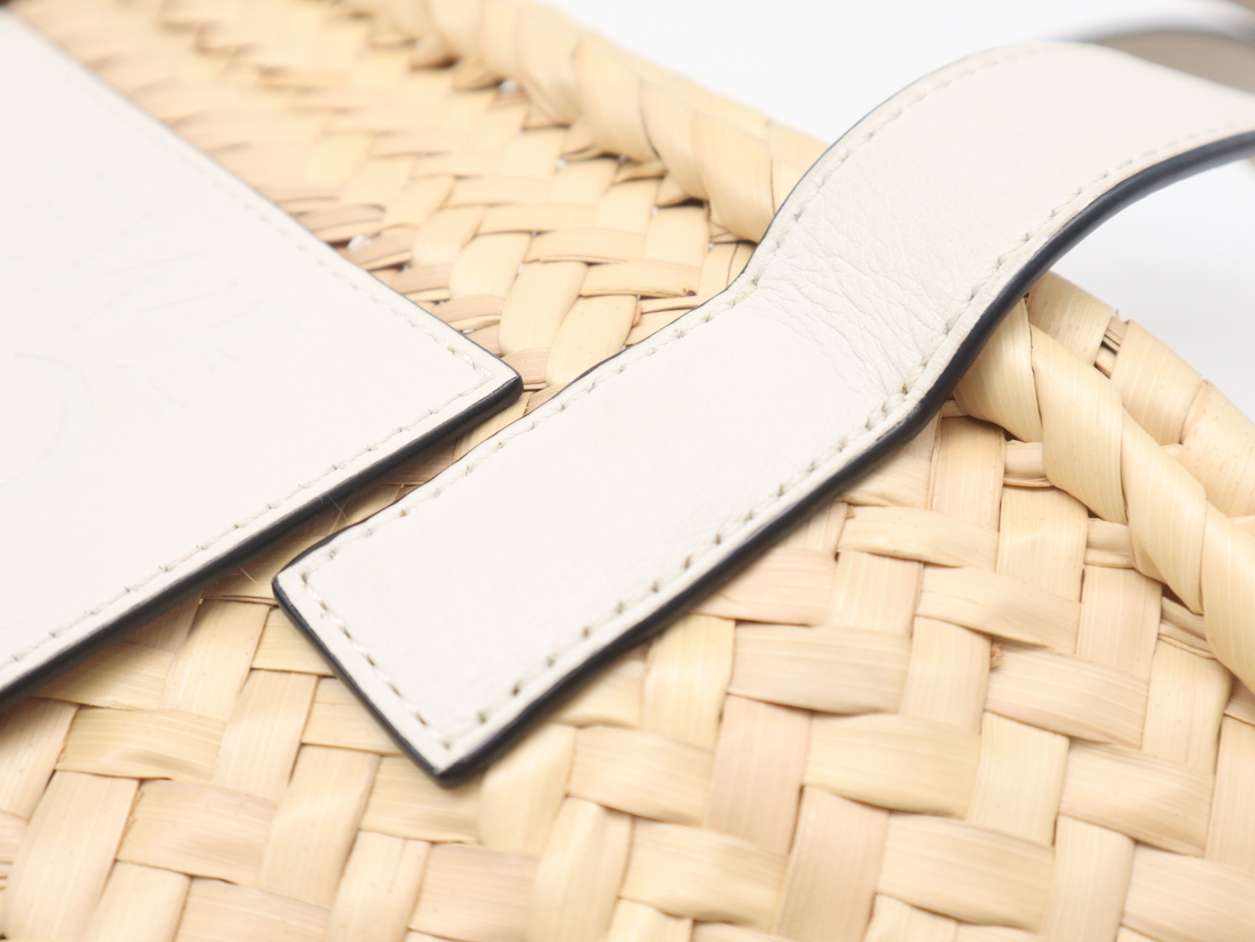 Raffia x Leather Basket Bag, Small, Natural White, Tote Bag with Box and Dust Bag — view 7