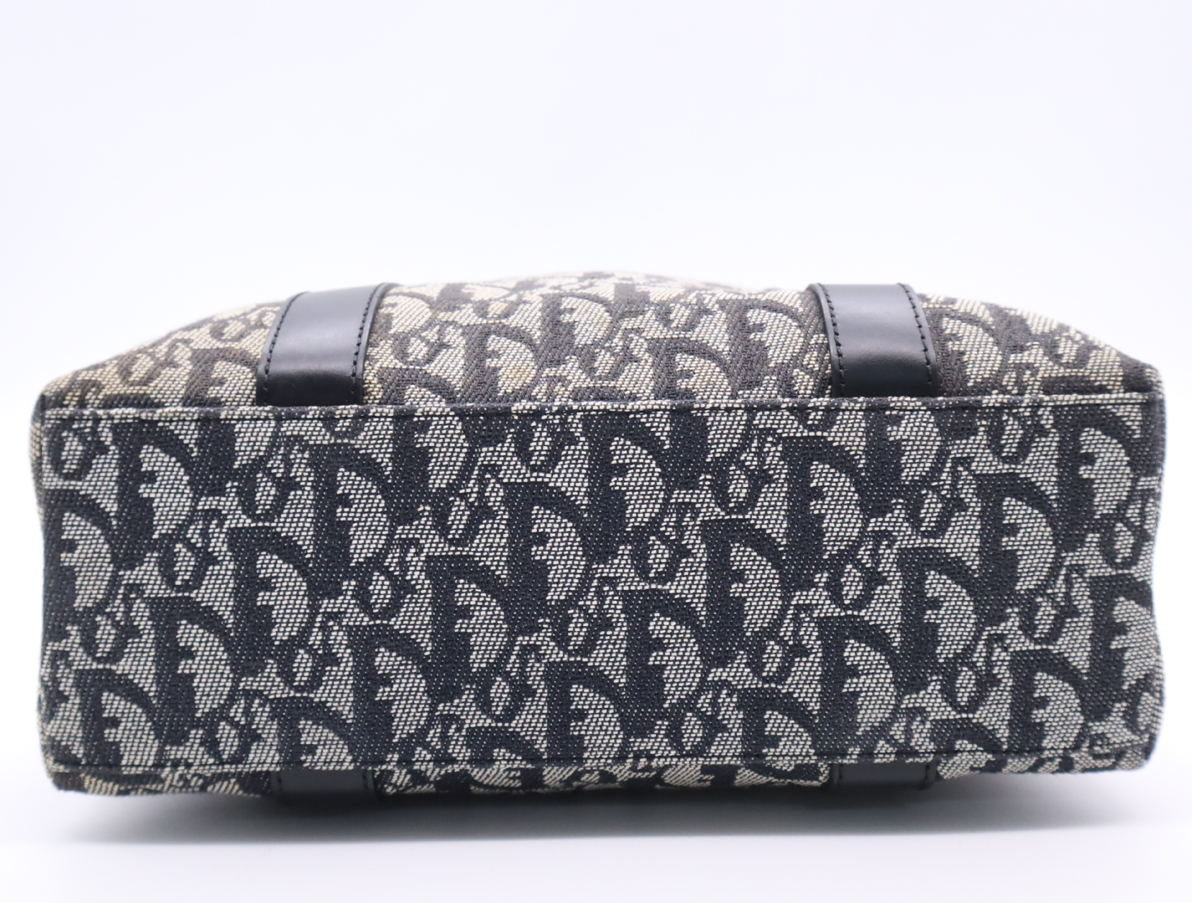 Jacquard/Leather Trotter Tote Bag, Black & White Tote Bag — view 4