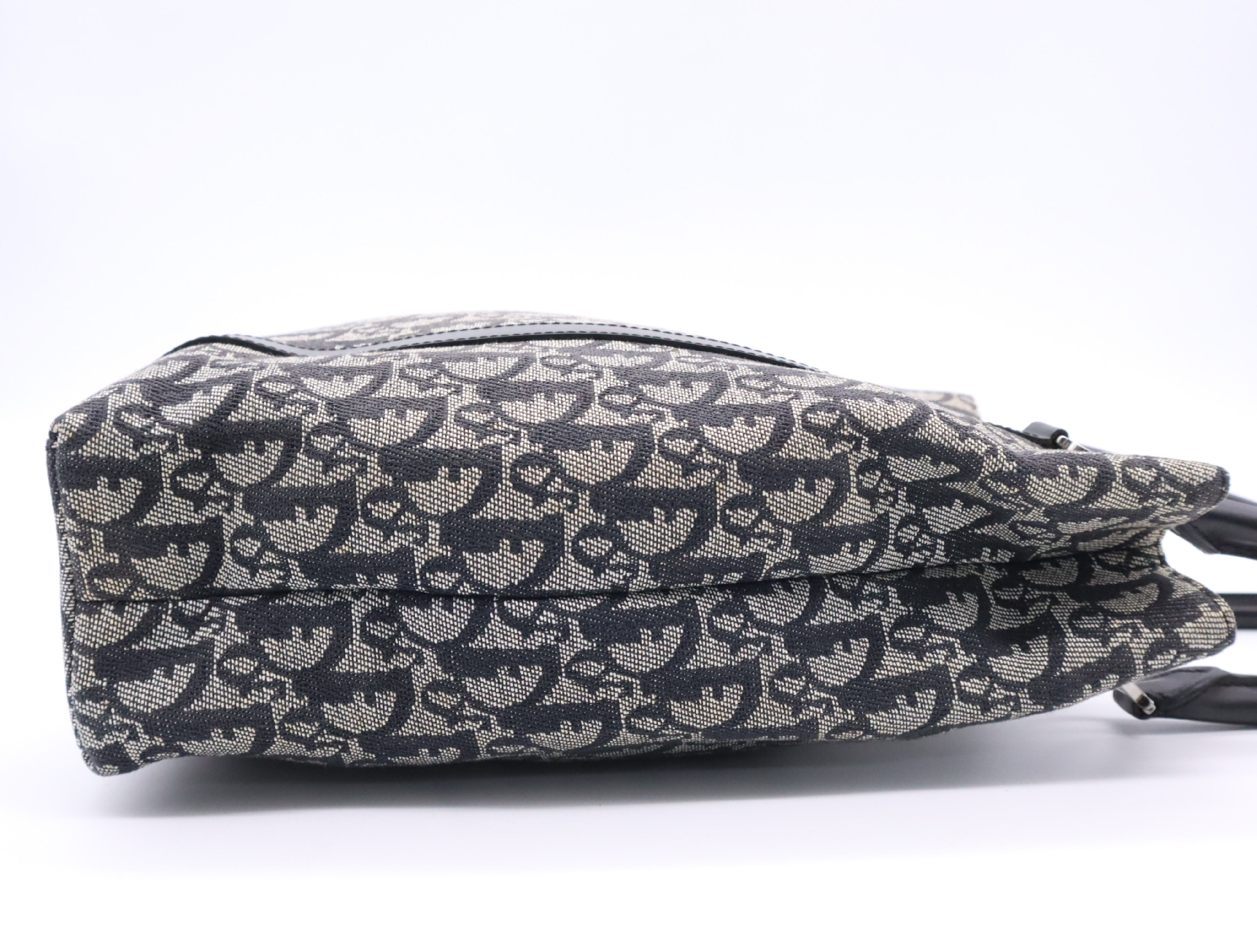 Jacquard/Leather Trotter Tote Bag, Black & White Tote Bag — view 5