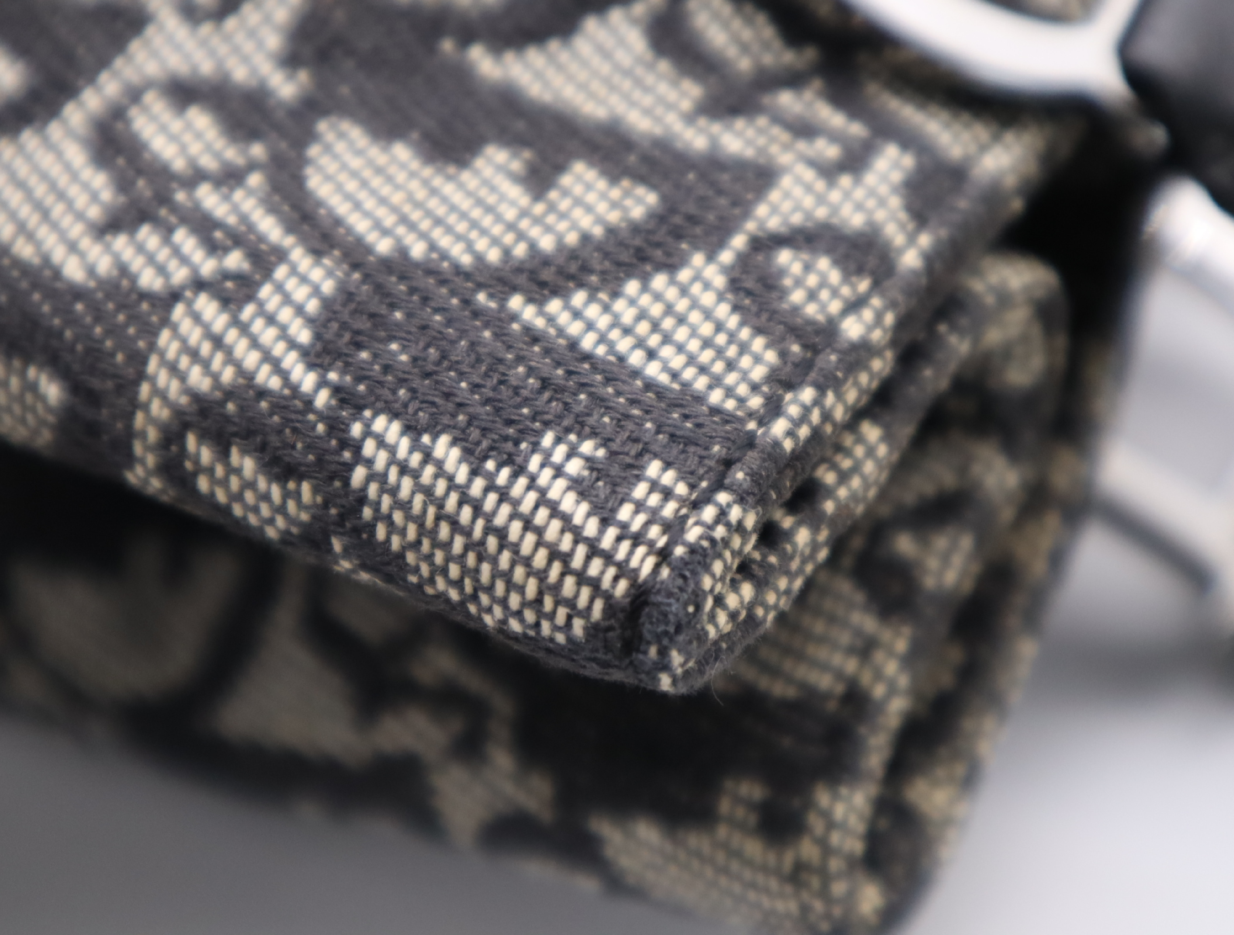 Jacquard/Leather Trotter Tote Bag, Black & White Tote Bag — view 7
