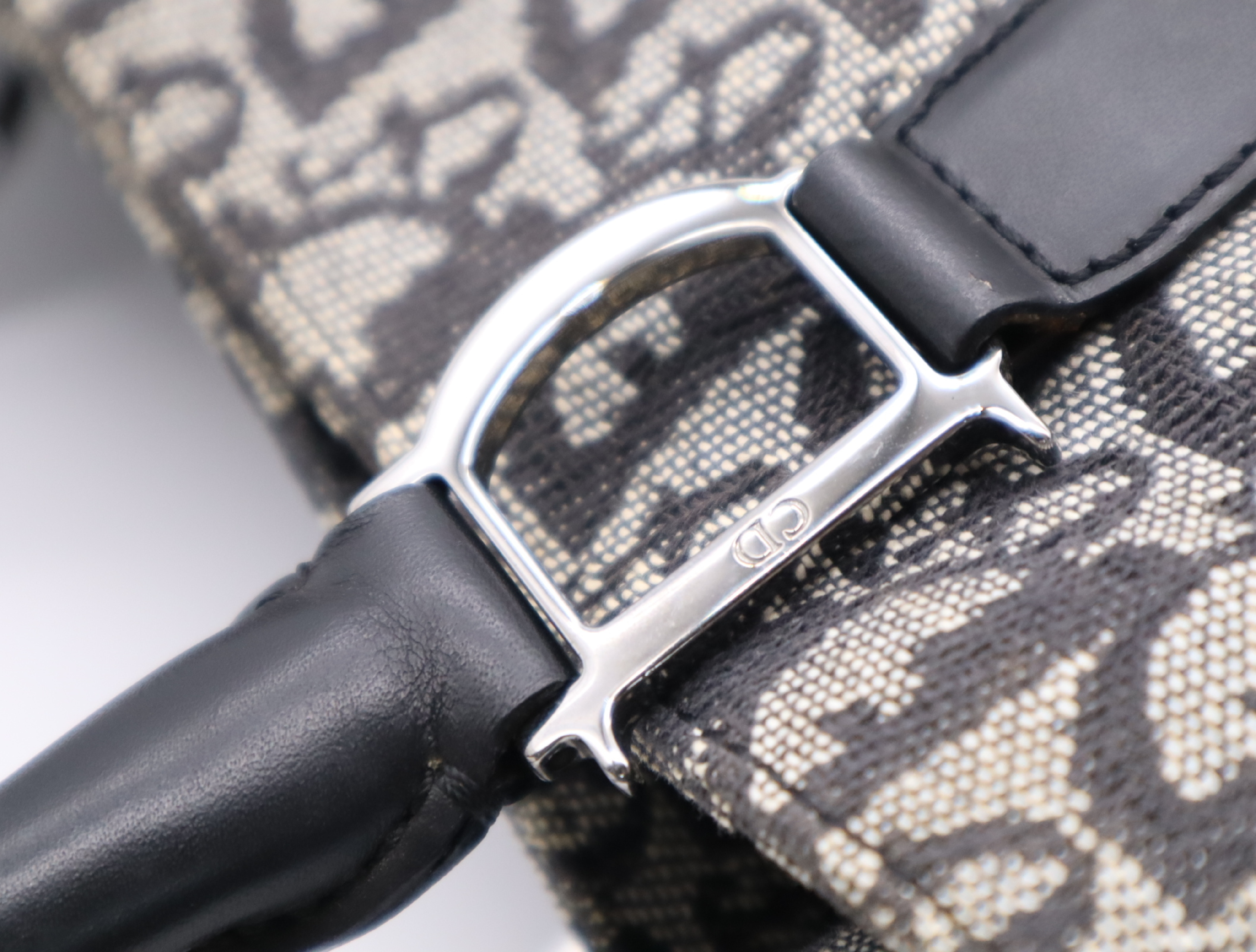 Jacquard/Leather Trotter Tote Bag, Black & White Tote Bag — view 9