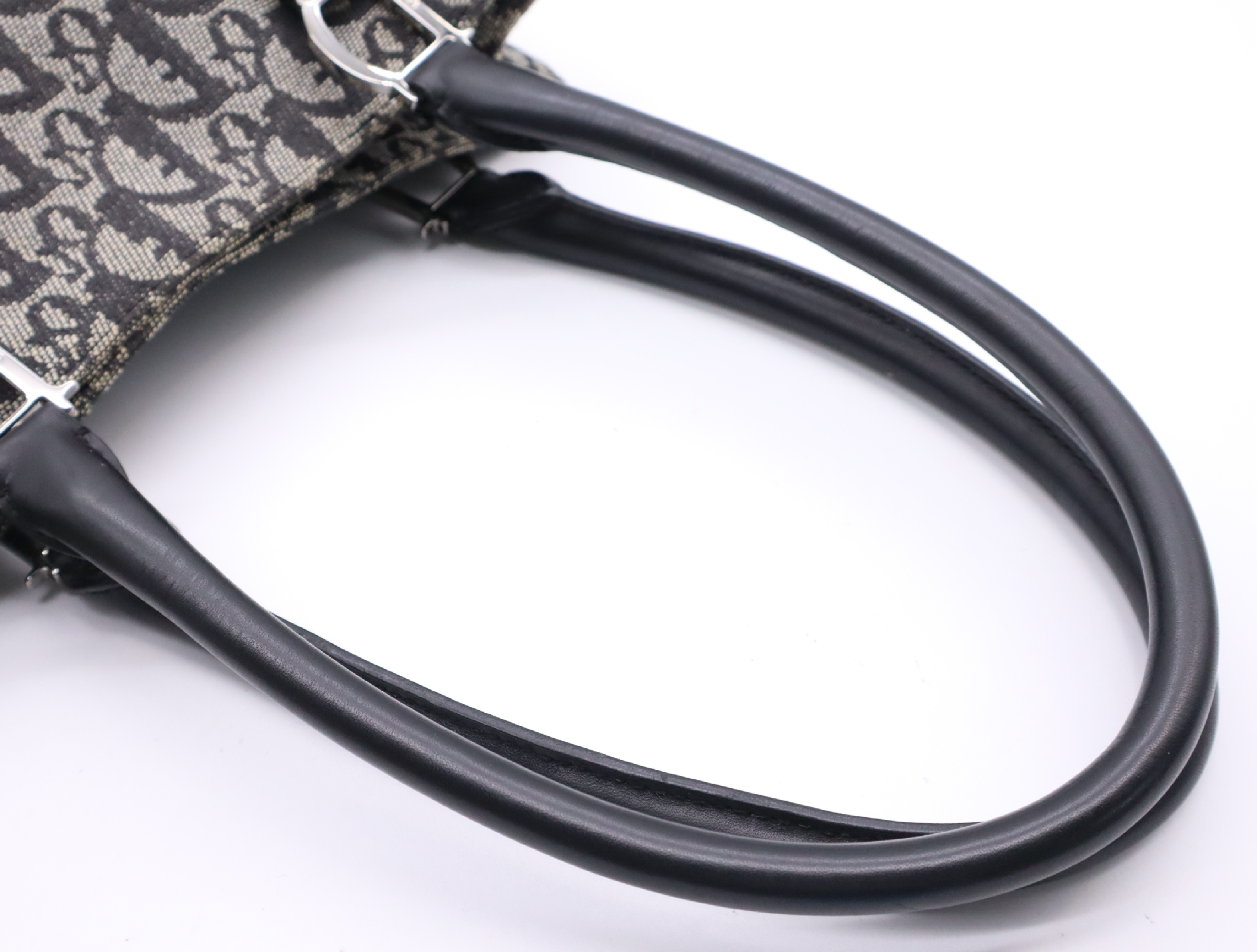 Jacquard/Leather Trotter Tote Bag, Black & White Tote Bag — view 10