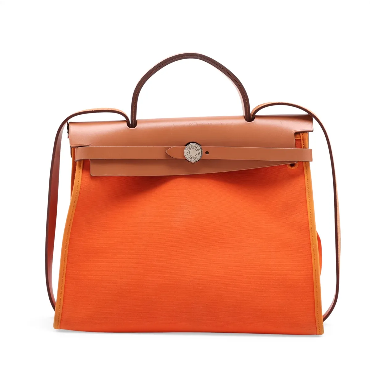 Herbag Zip PM Toile Officier x Vache Hunter Orange x Brown Silver Hardware T: 2015
