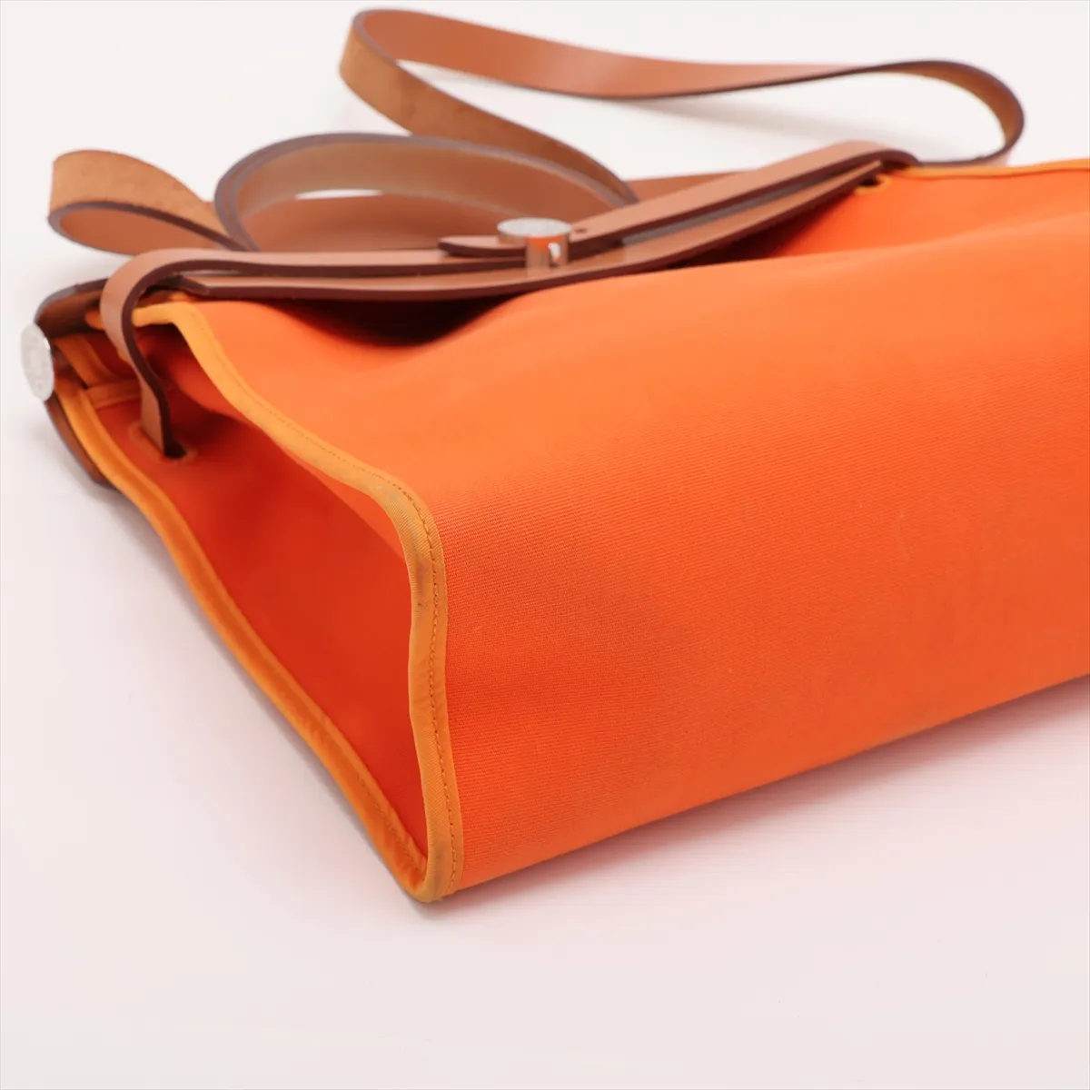Herbag Zip PM Toile Officier x Vache Hunter Orange x Brown Silver Hardware T: 2015 — view 4