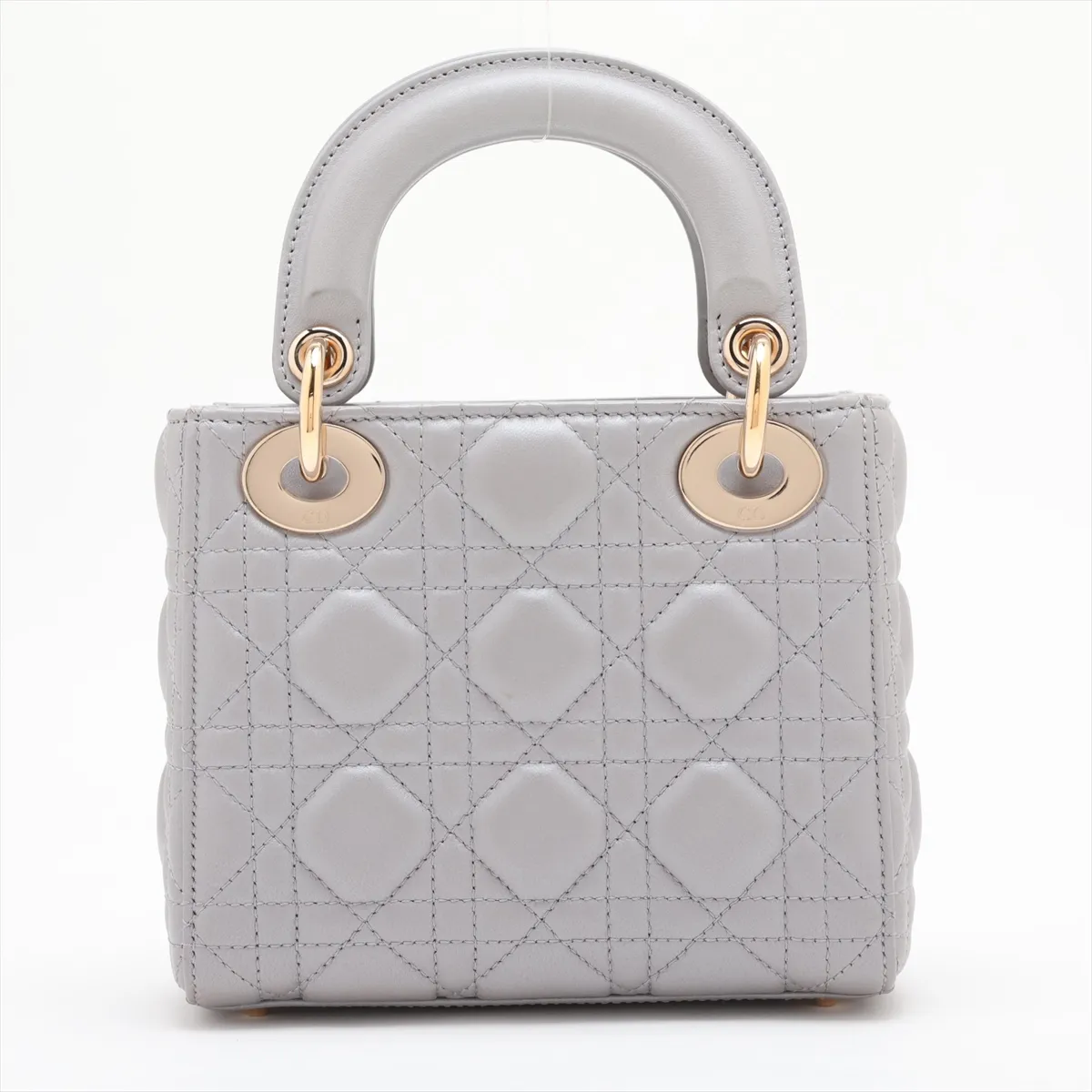 Lady Dior Cannage Leather 2-Way Handbag, Gray — view 2