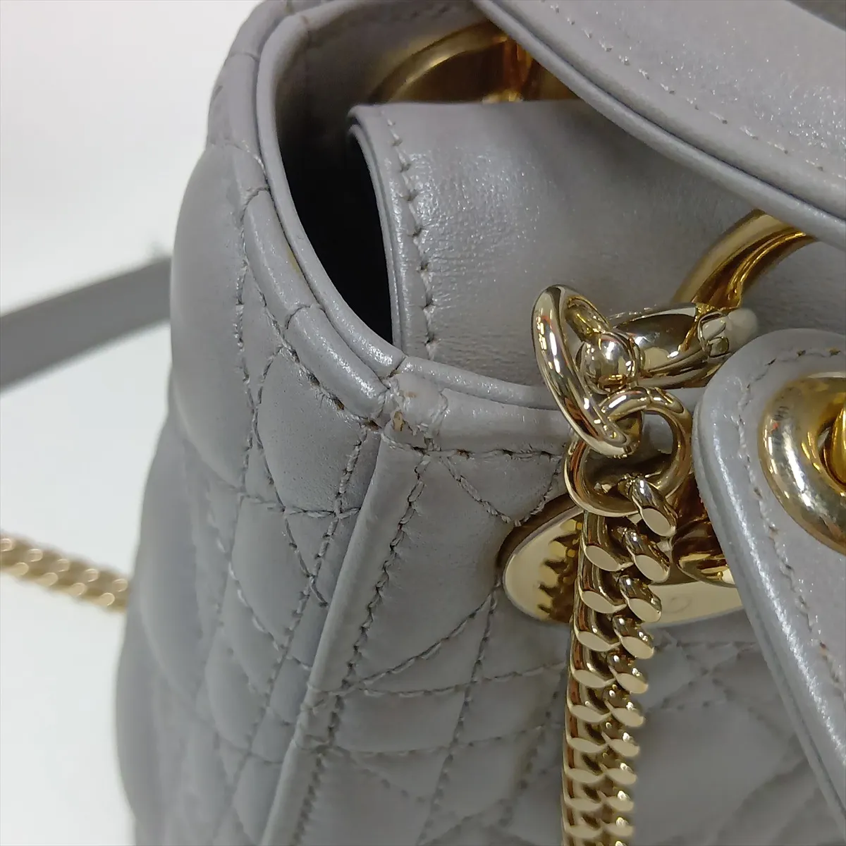 Lady Dior Cannage Leather 2-Way Handbag, Gray — view 13