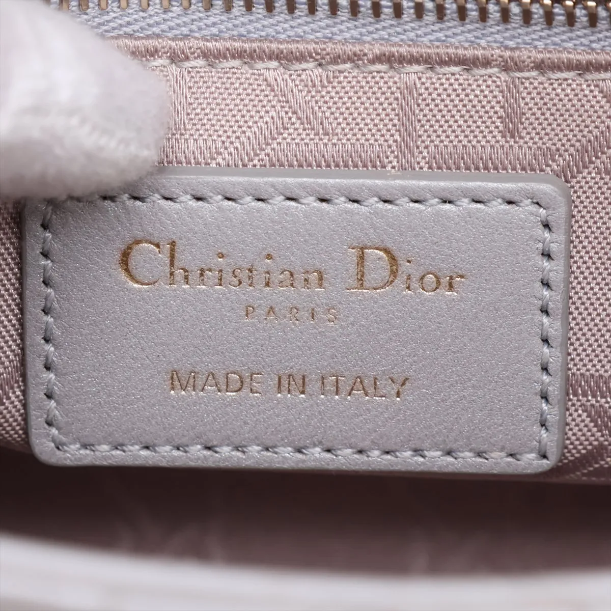 Lady Dior Cannage Leather 2-Way Handbag, Gray — view 10