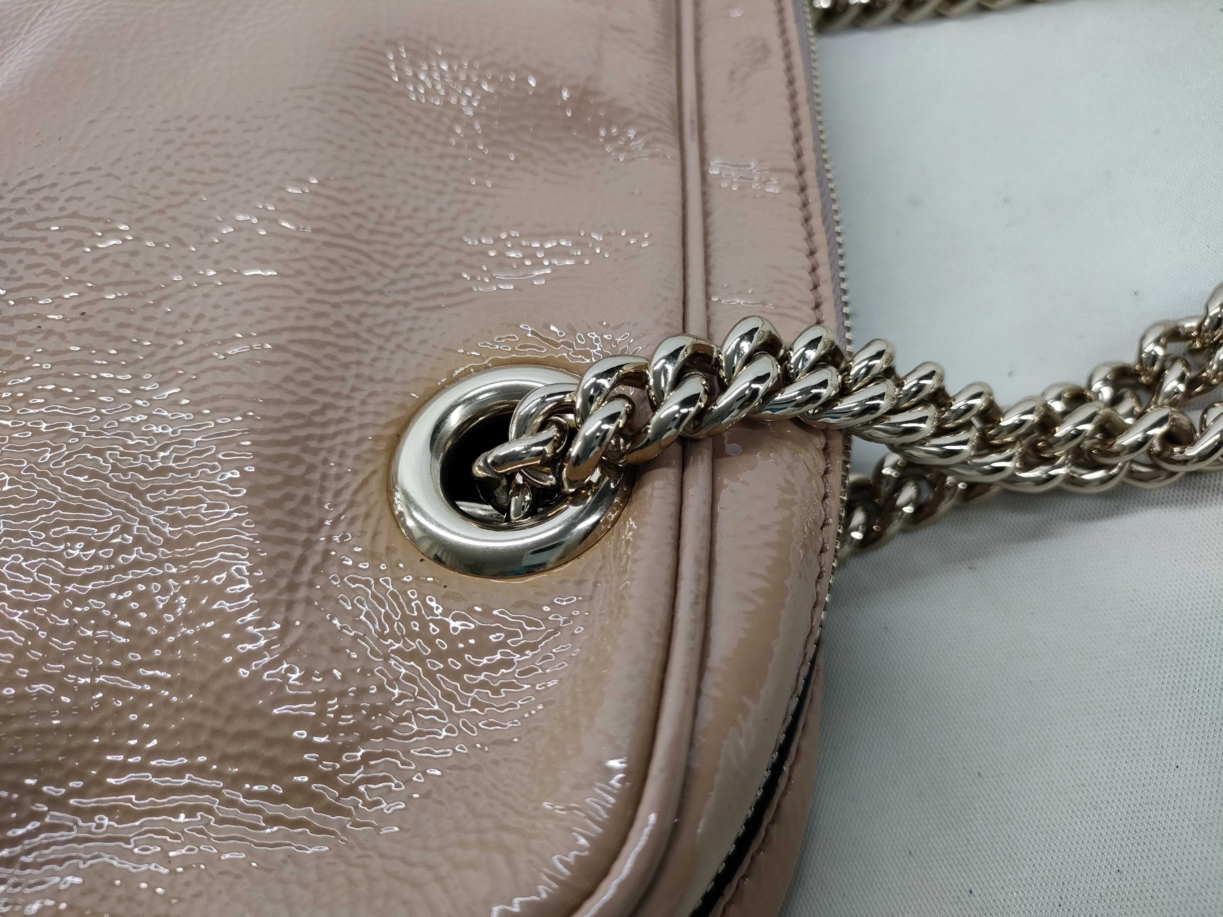 Interlocking Patent Leather Chain Shoulder Bag — view 6