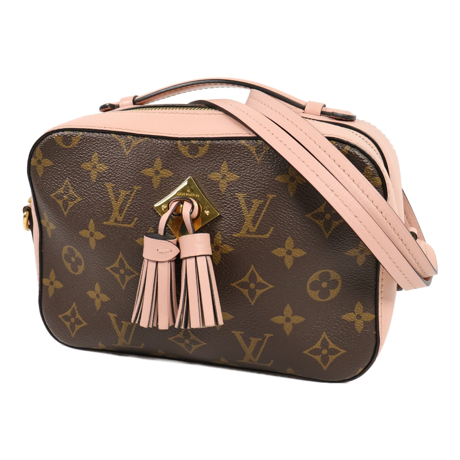 Monogram Saintonge Hand-ground Shoulder Bag Brown Pink 2way Shoulder Bag M 44442 — view 3