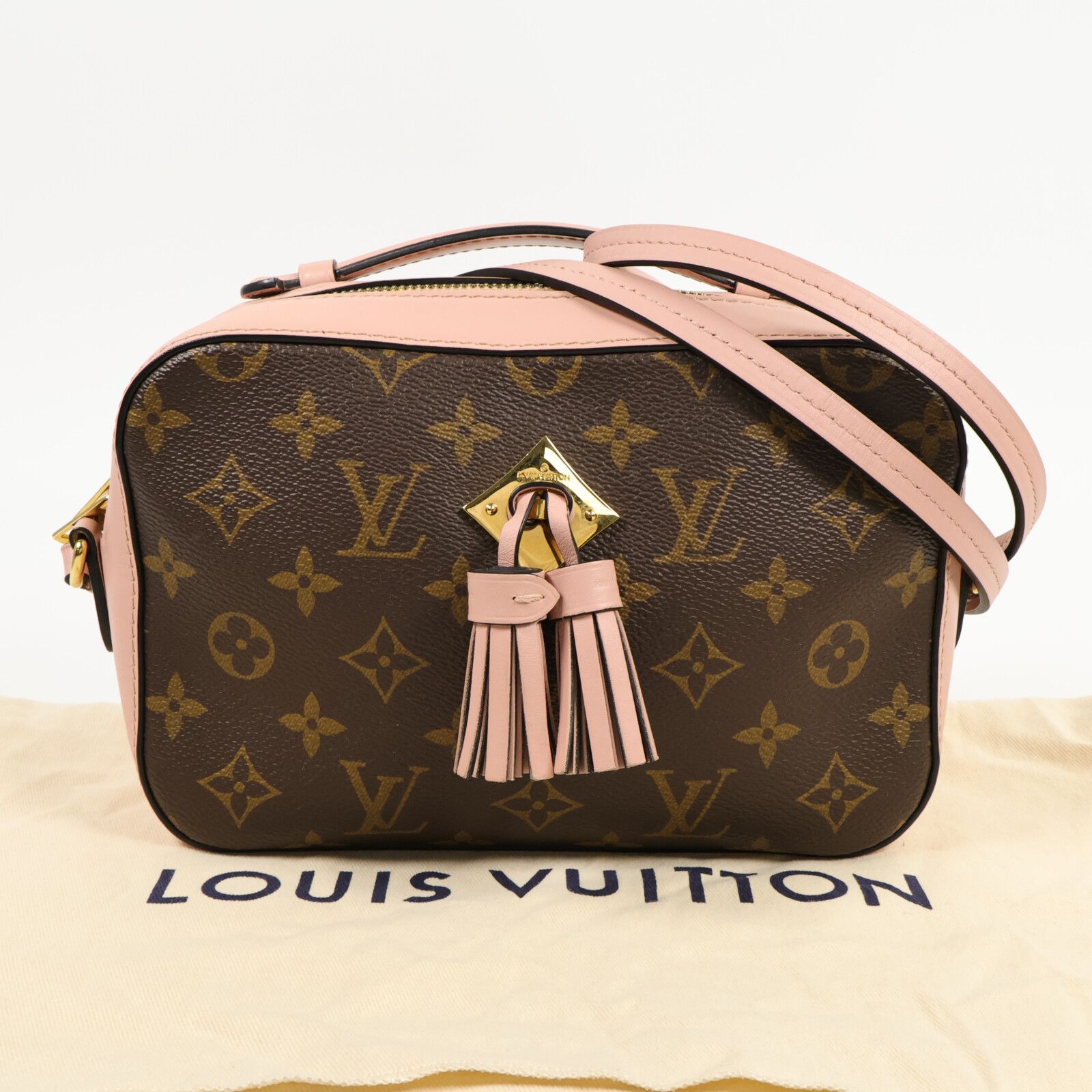 Monogram Saintonge Hand-ground Shoulder Bag Brown Pink 2way Shoulder Bag M 44442 — view 10
