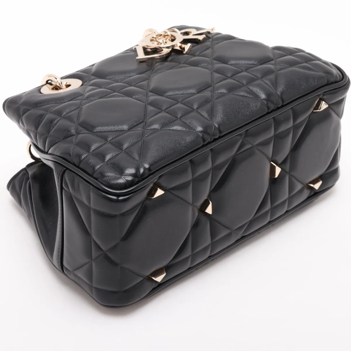 Macro Cannage Lady 95.22 Leather 2-Way Handbag, Black — view 4