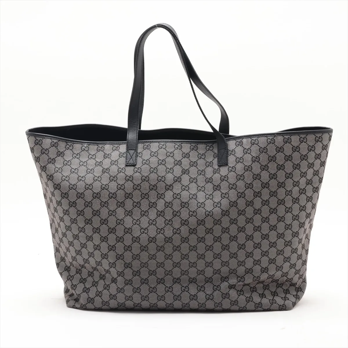 GG Canvas 257244 Canvas x Leather Tote Bag Silver x Black Outlet — view 2