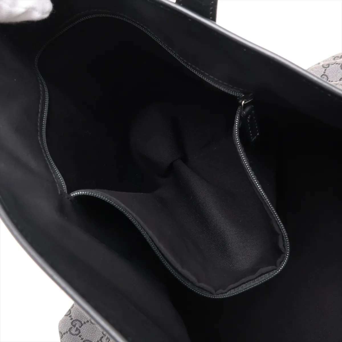 GG Canvas 257244 Canvas x Leather Tote Bag Silver x Black Outlet — view 8