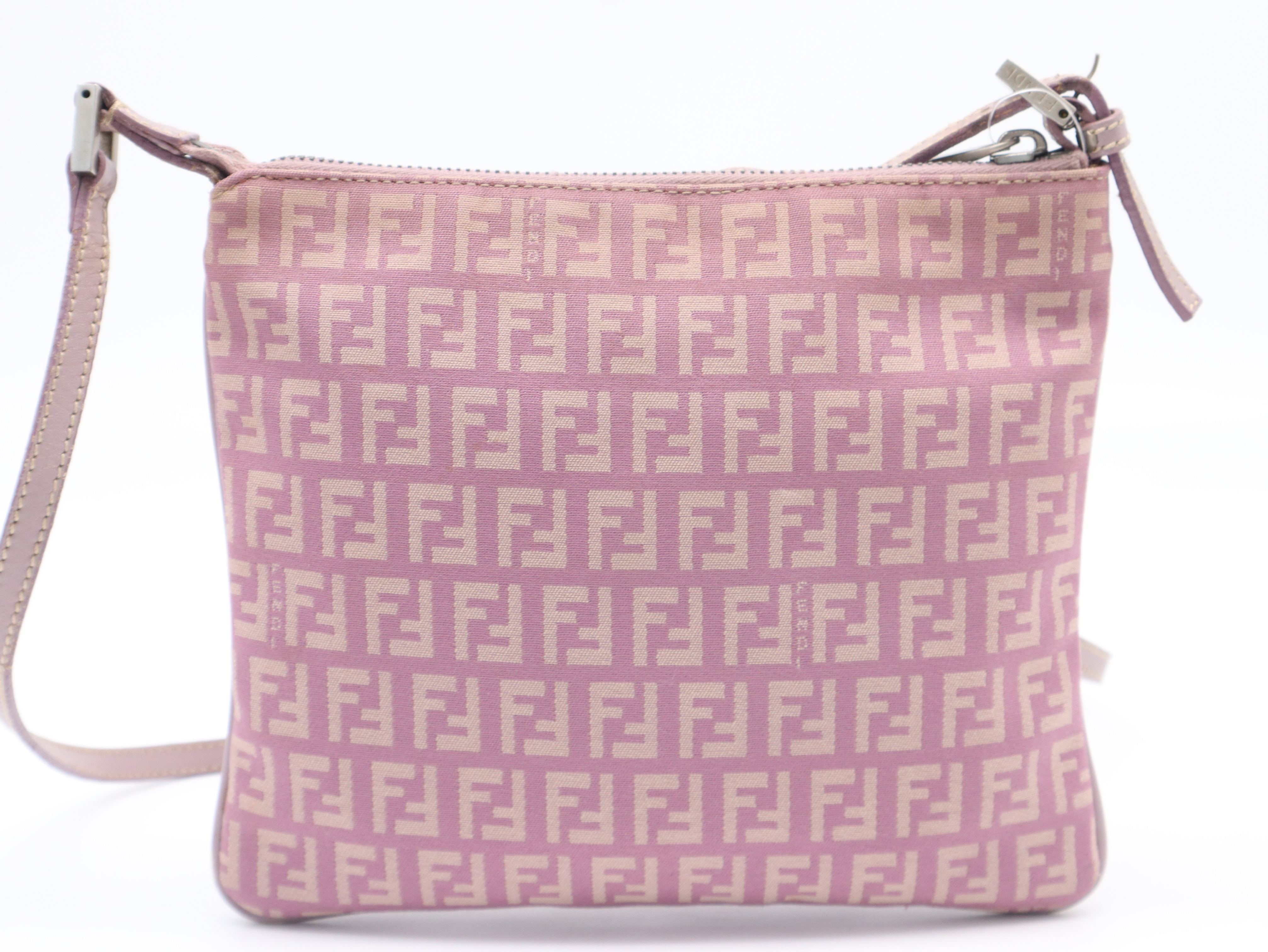 Zucchino Shoulder Bag, Canvas and Leather, Pink Shoulder Bag — view 2