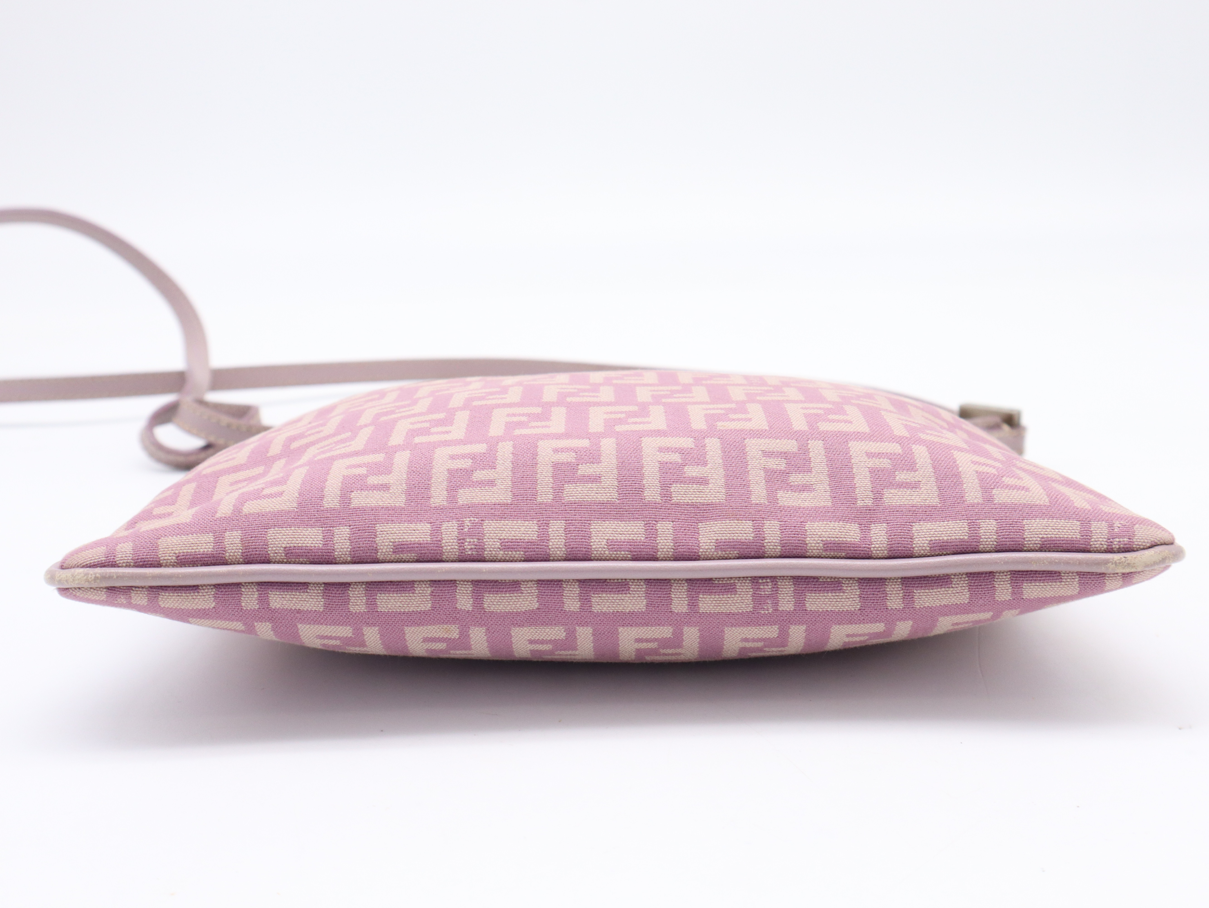 Zucchino Shoulder Bag, Canvas and Leather, Pink Shoulder Bag — view 4