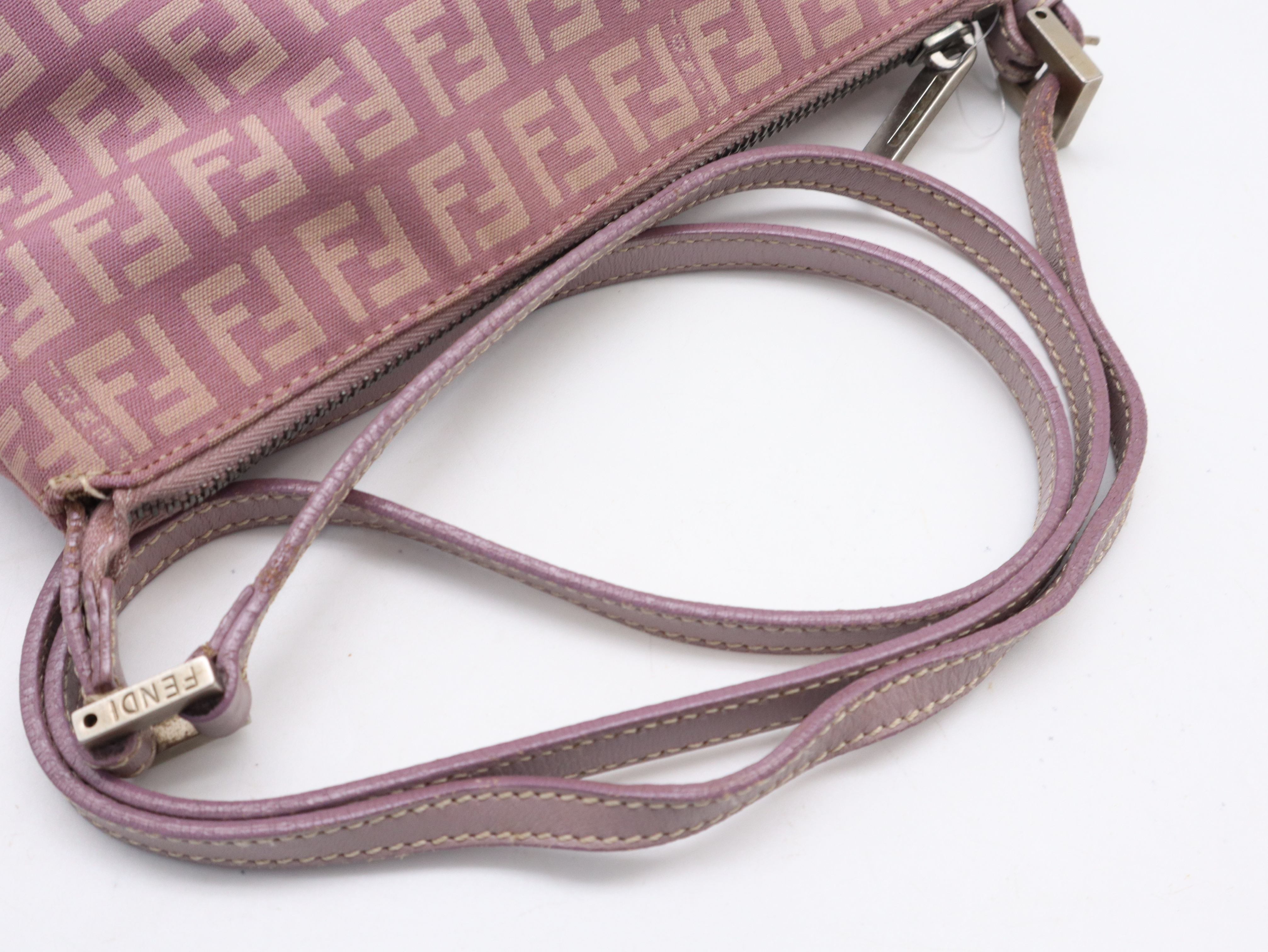 Zucchino Shoulder Bag, Canvas and Leather, Pink Shoulder Bag — view 6