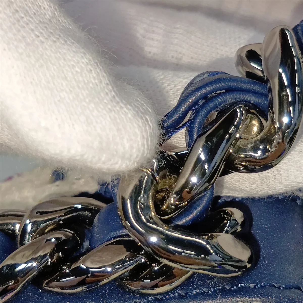 19 Maxi Tweed Chain Shoulder Bag, White x Navy, Gold x Silver Hardware, 31085208, Serial Number , AS1162 — view 15
