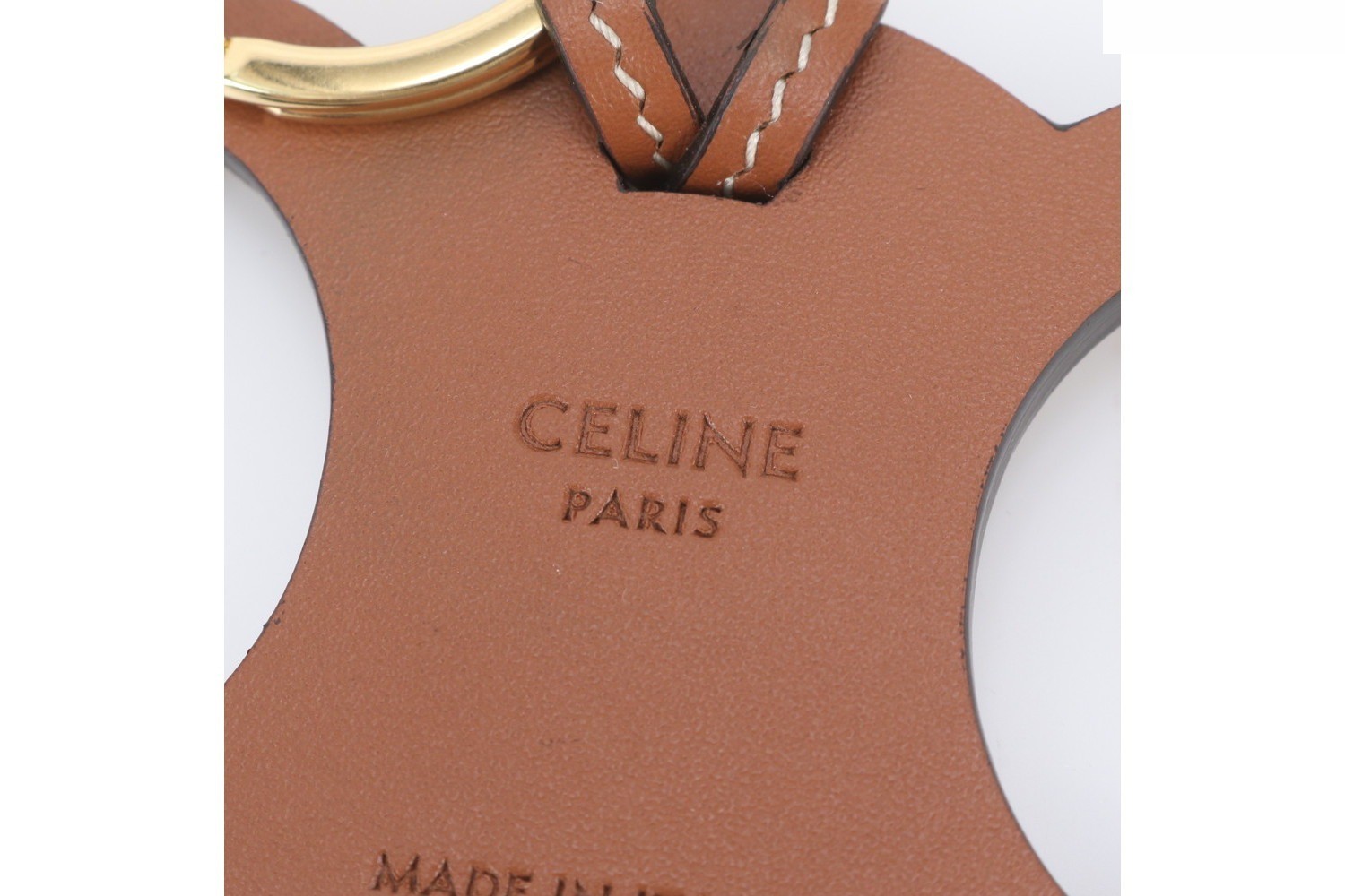 Triomphe Leather Bag Charm Keychain Strap - Brown — view 6
