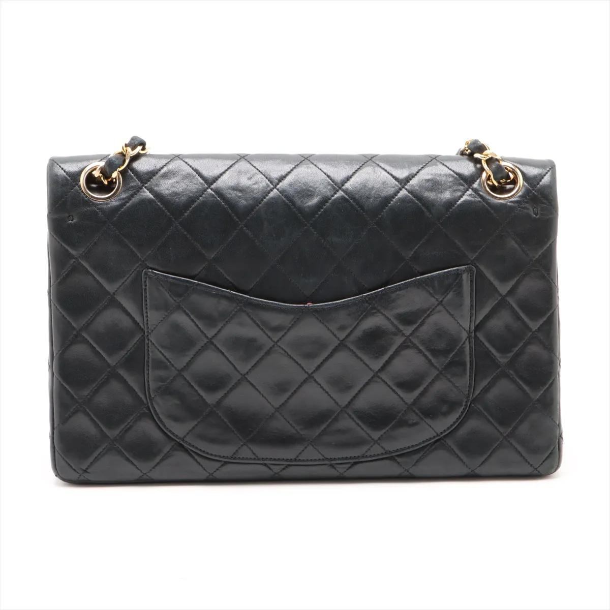Matelasse 25 Lambskin Double Flap Double Chain Bag Black Gold Hardware Turn Lock Hardware External Repair A01112 — view 2