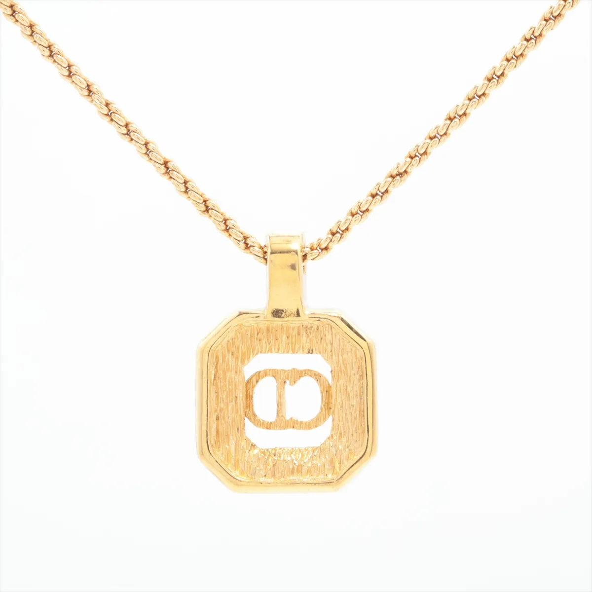 CD Logo Necklace GP x Rhinestone Gold — view 2