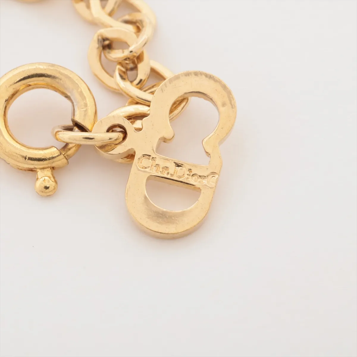 CD Logo Necklace GP x Rhinestone Gold — view 4