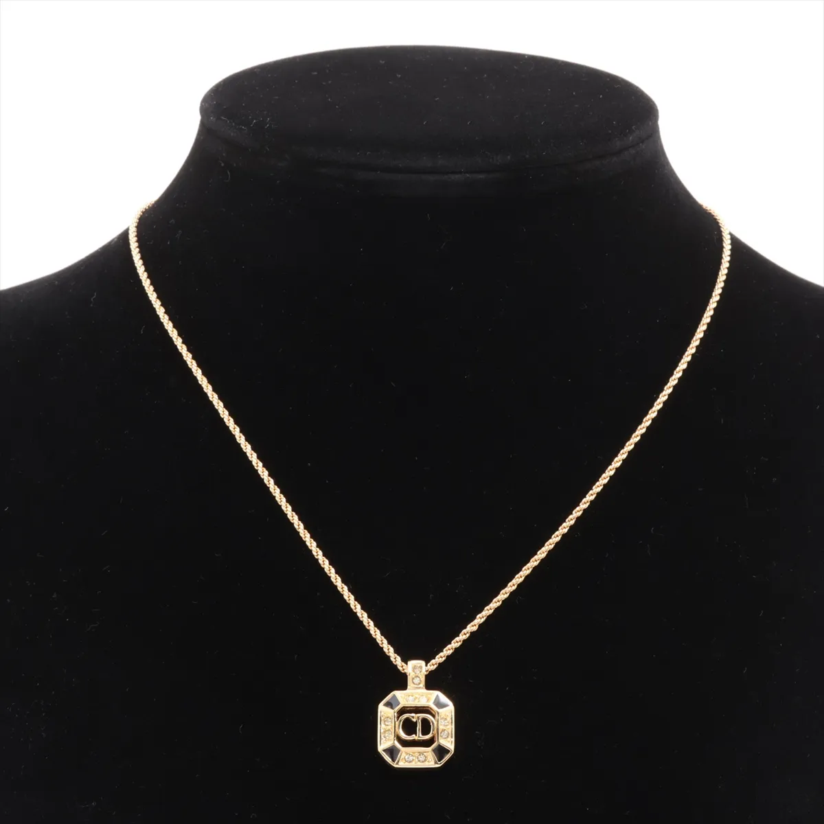 CD Logo Necklace GP x Rhinestone Gold — view 5
