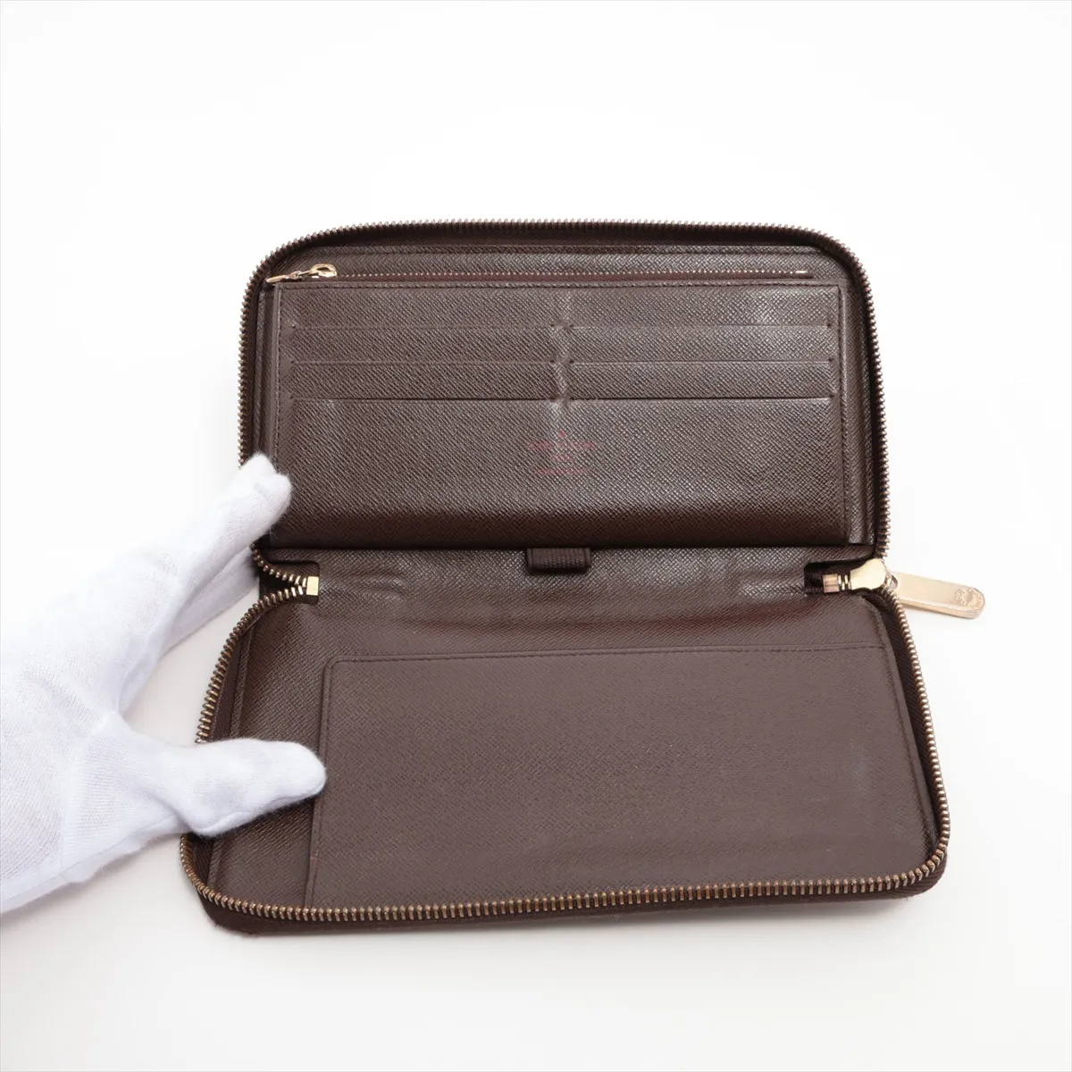 Damier Zippy Organizer N60003 CA4131 Brown Round Zip Wallet — view 3
