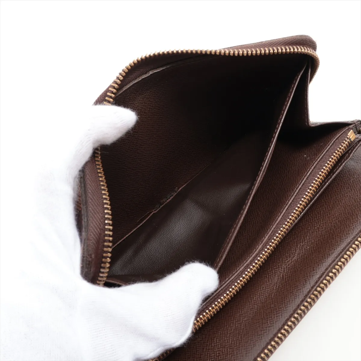 Damier Zippy Organizer N60003 CA4131 Brown Round Zip Wallet — view 4