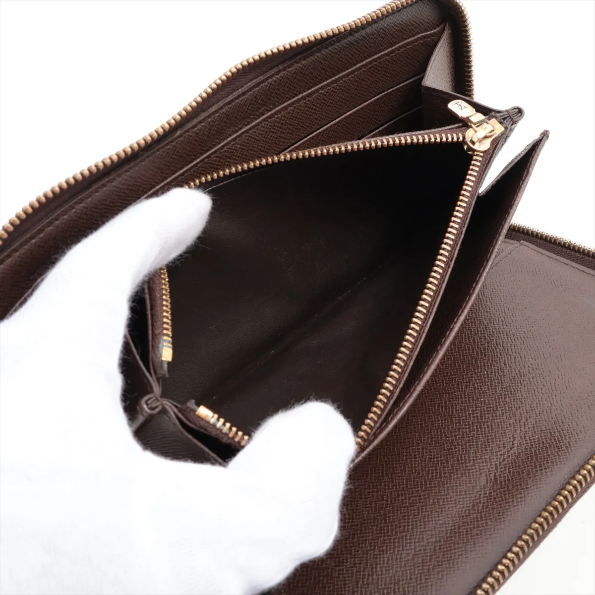 Damier Zippy Organizer N60003 CA4131 Brown Round Zip Wallet — view 8