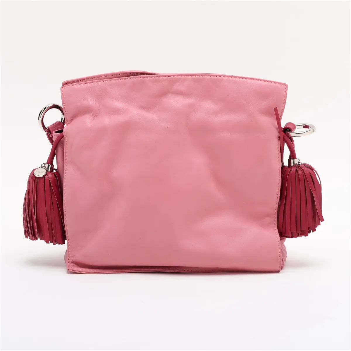 Flamenco Leather Shoulder Bag, Pink — view 2