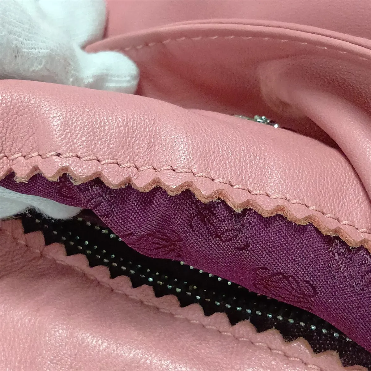 Flamenco Leather Shoulder Bag, Pink — view 11