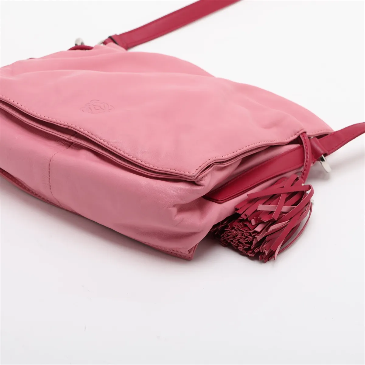 Flamenco Leather Shoulder Bag, Pink — view 3