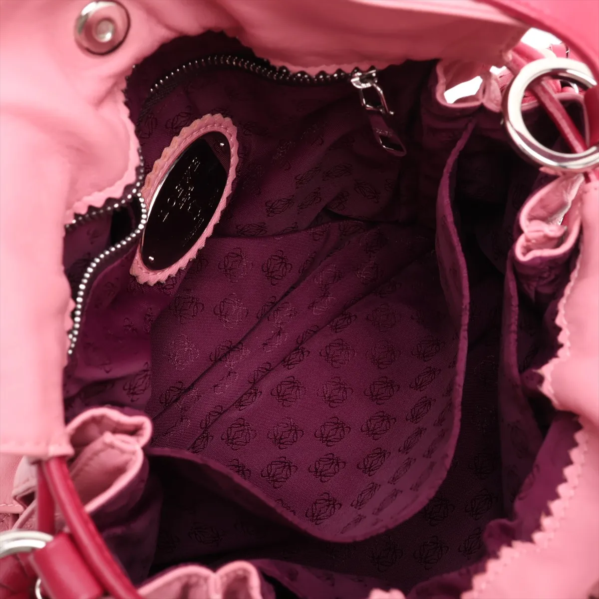 Flamenco Leather Shoulder Bag, Pink — view 7