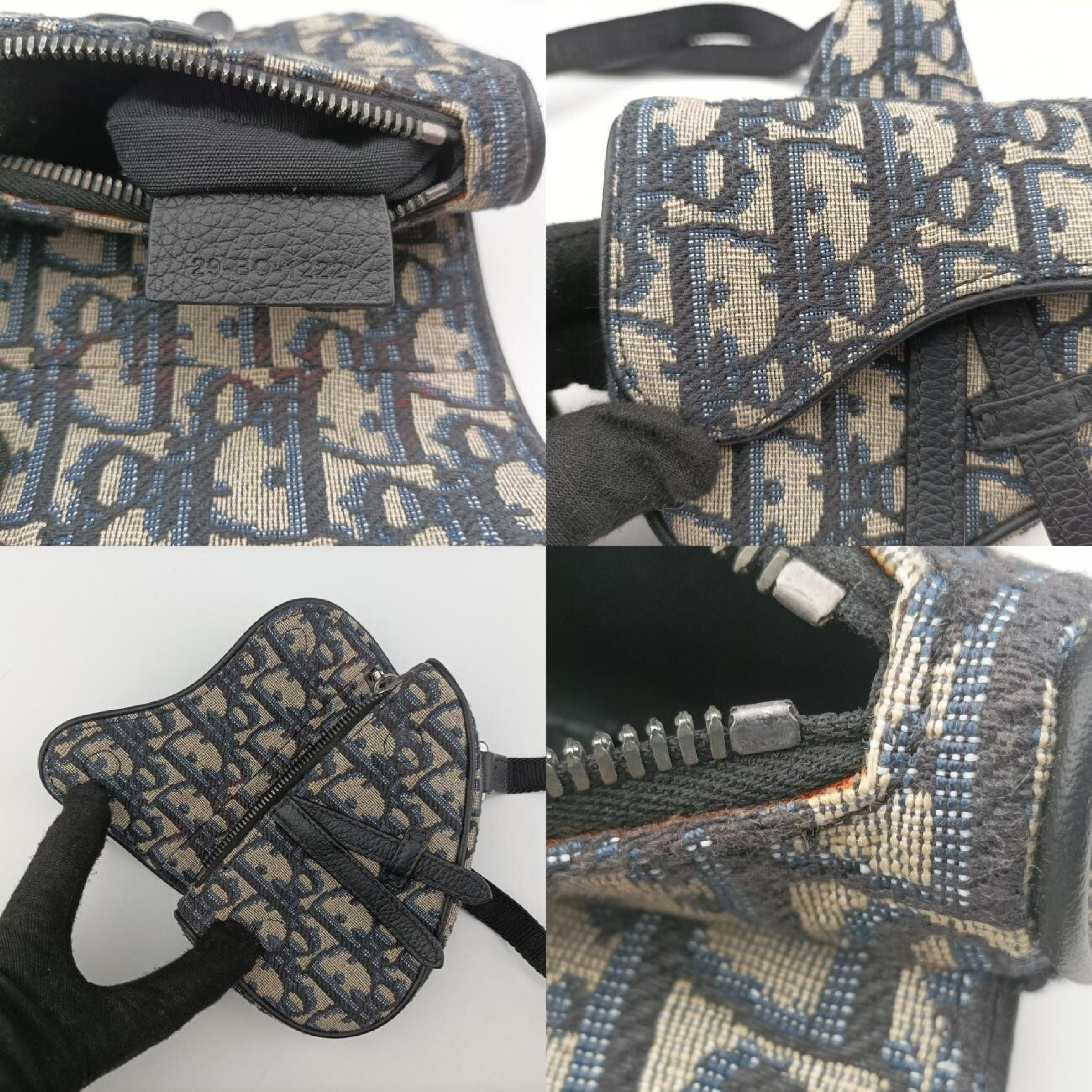 Saddle Grey x Navy x Black Jacquard x Leather Shoulder Bag 29-BO-1222 — view 8