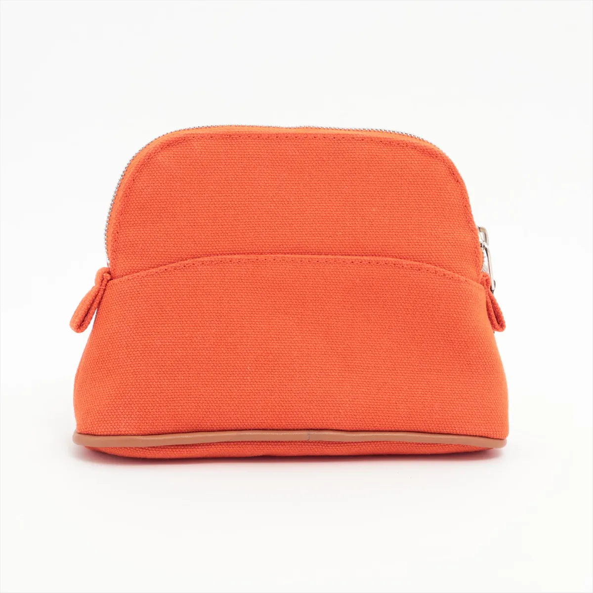 Bolide Pouch Mini Canvas Pouch Orange Silver Hardware — view 2