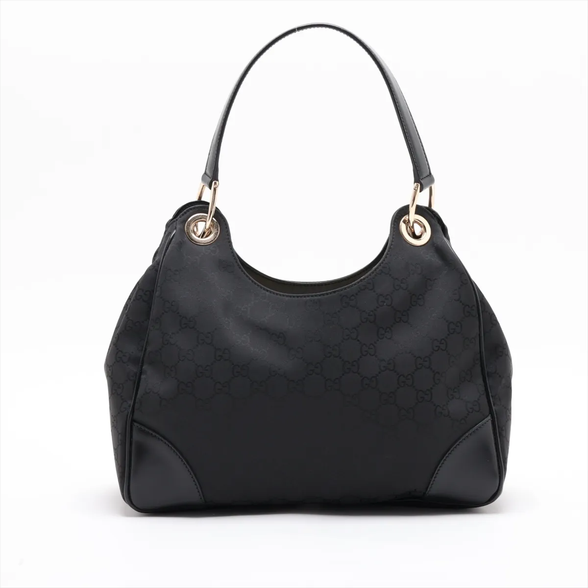 GG Nylon 257265 Nylon x Leather Shoulder Bag, Black — view 2