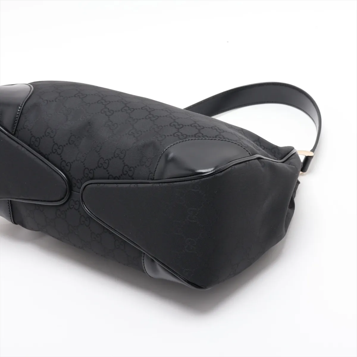 GG Nylon 257265 Nylon x Leather Shoulder Bag, Black — view 3