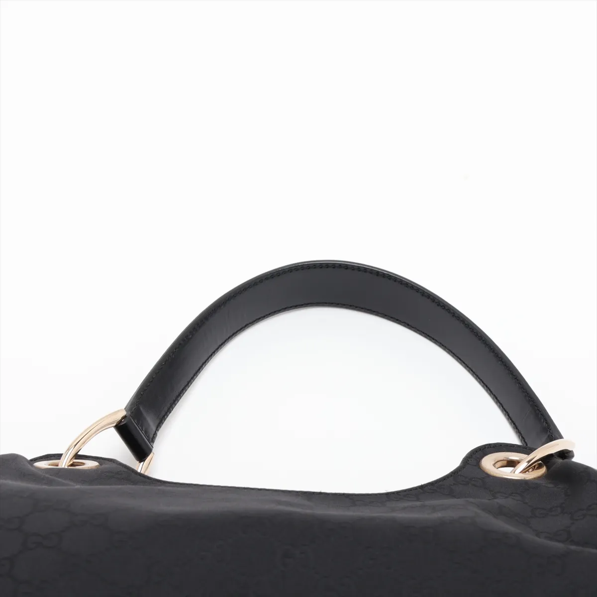 GG Nylon 257265 Nylon x Leather Shoulder Bag, Black — view 6