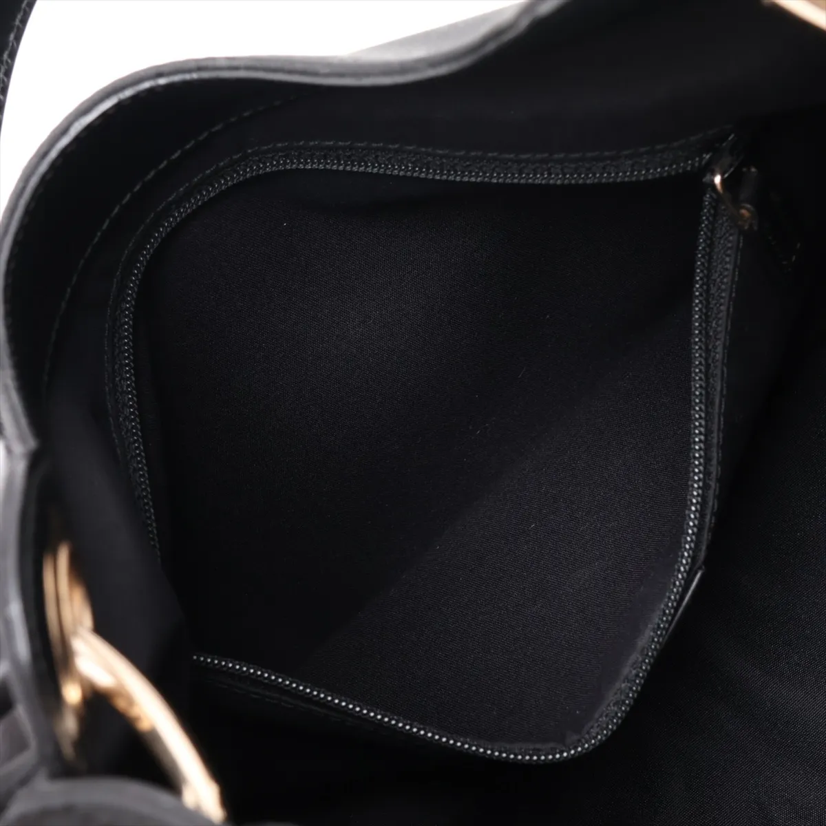 GG Nylon 257265 Nylon x Leather Shoulder Bag, Black — view 8